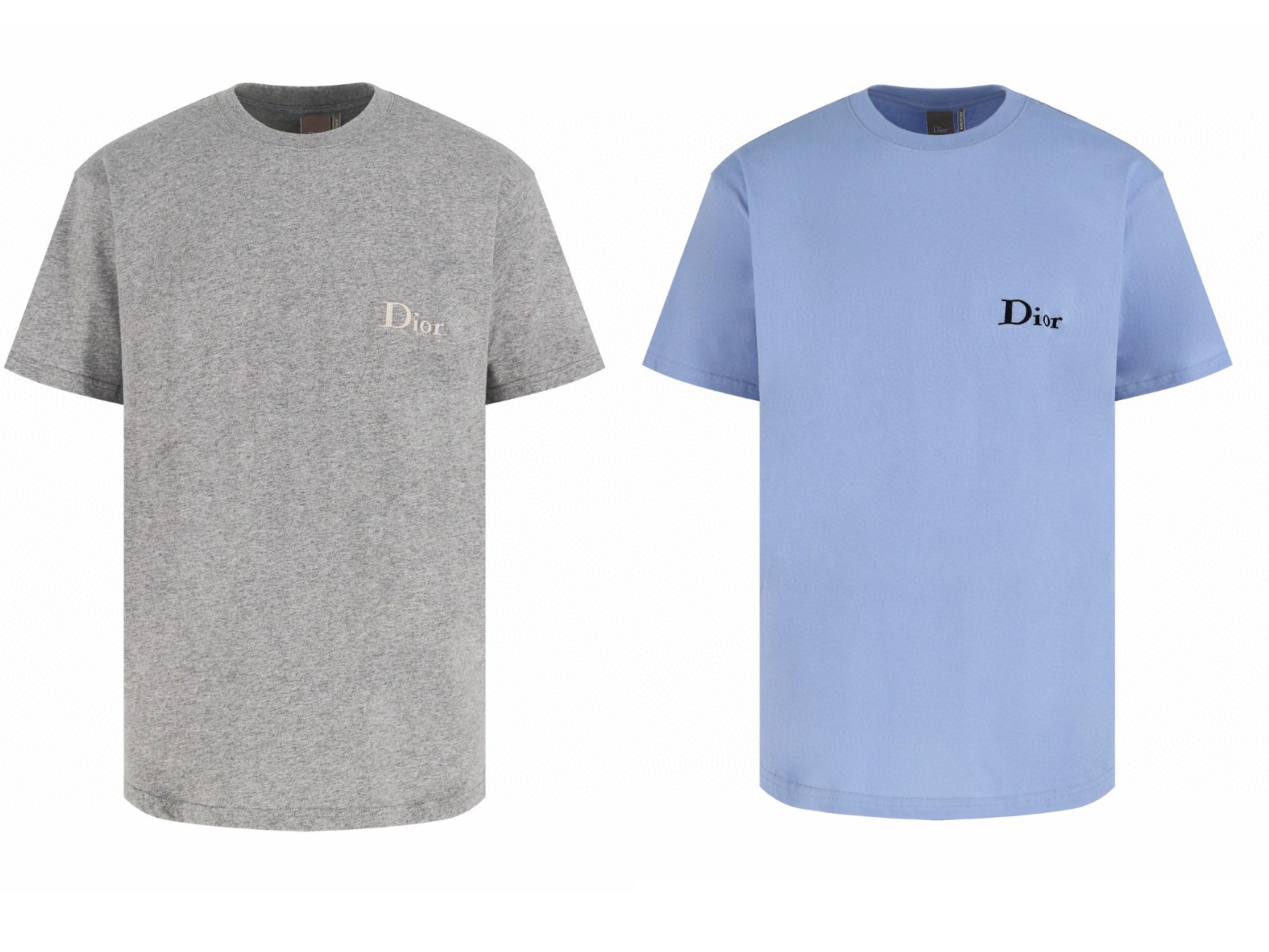 DIOR 迪奥 刺绣logo平纹圆领短袖 T恤 夏季 灰色 蓝色 A0 683J606A3282-C880