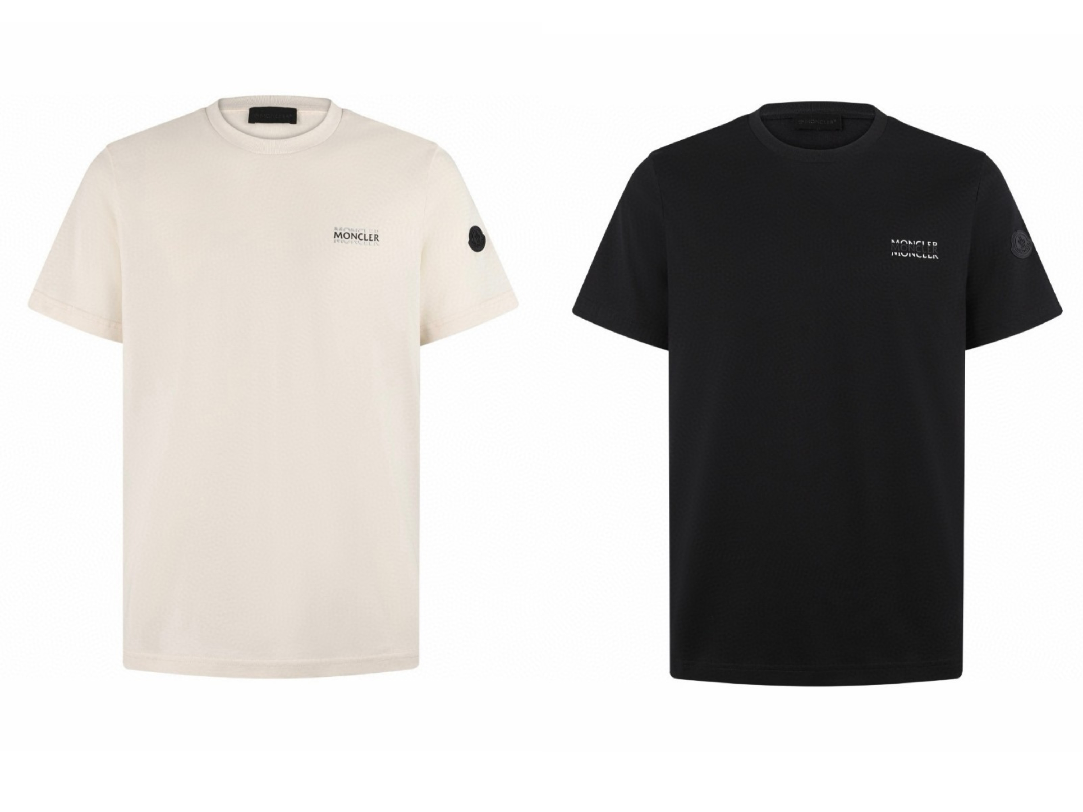 Moncler 蒙口 重影标识logo圆领短袖 T恤 夏季 米色 黑色 A0 L10918C0000789AYW216