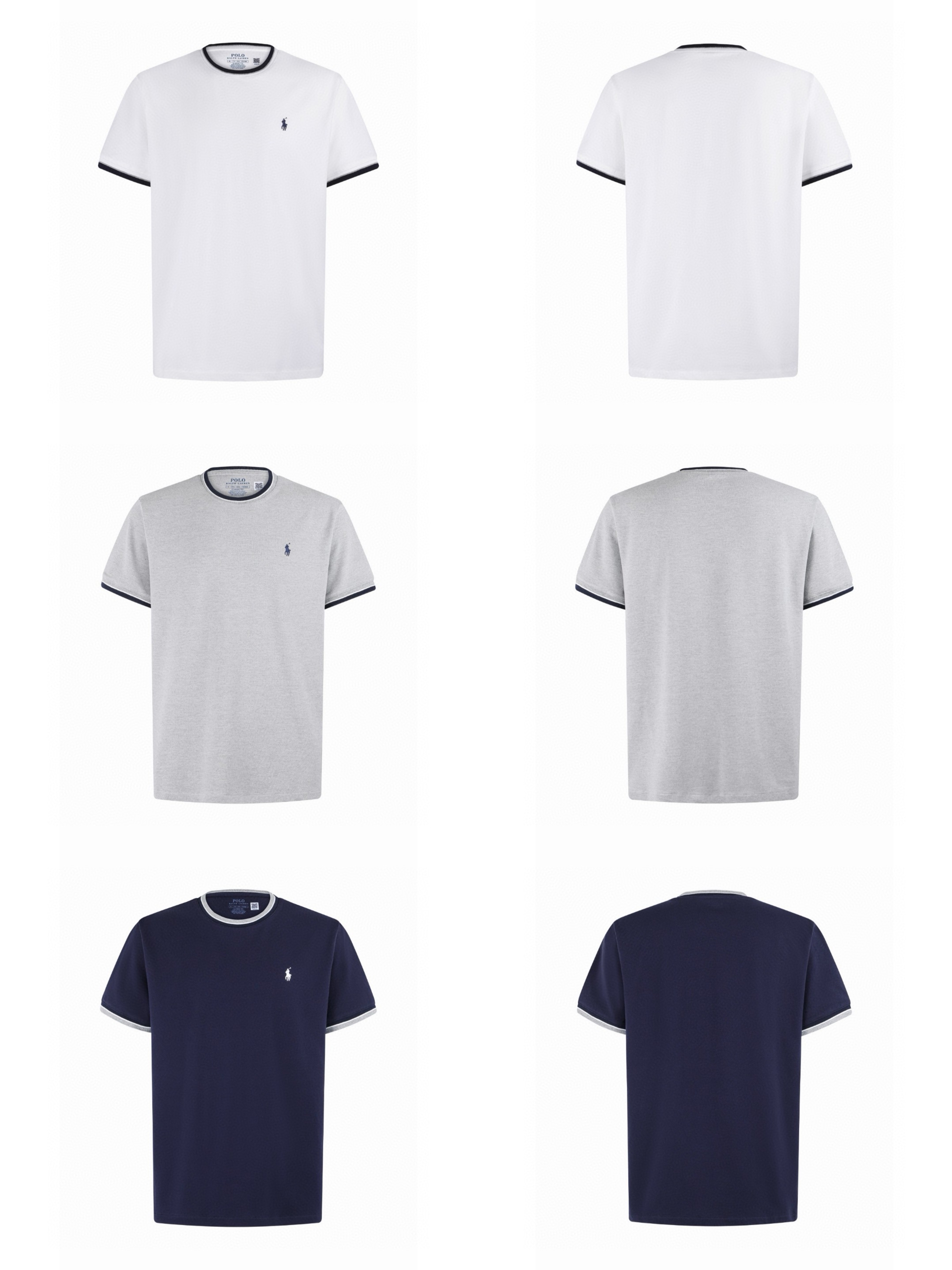 Ralph Lauren 拉夫劳伦 拼接小马刺绣网眼布短袖 白色 灰色 藏蓝色 A0 710963492-002
