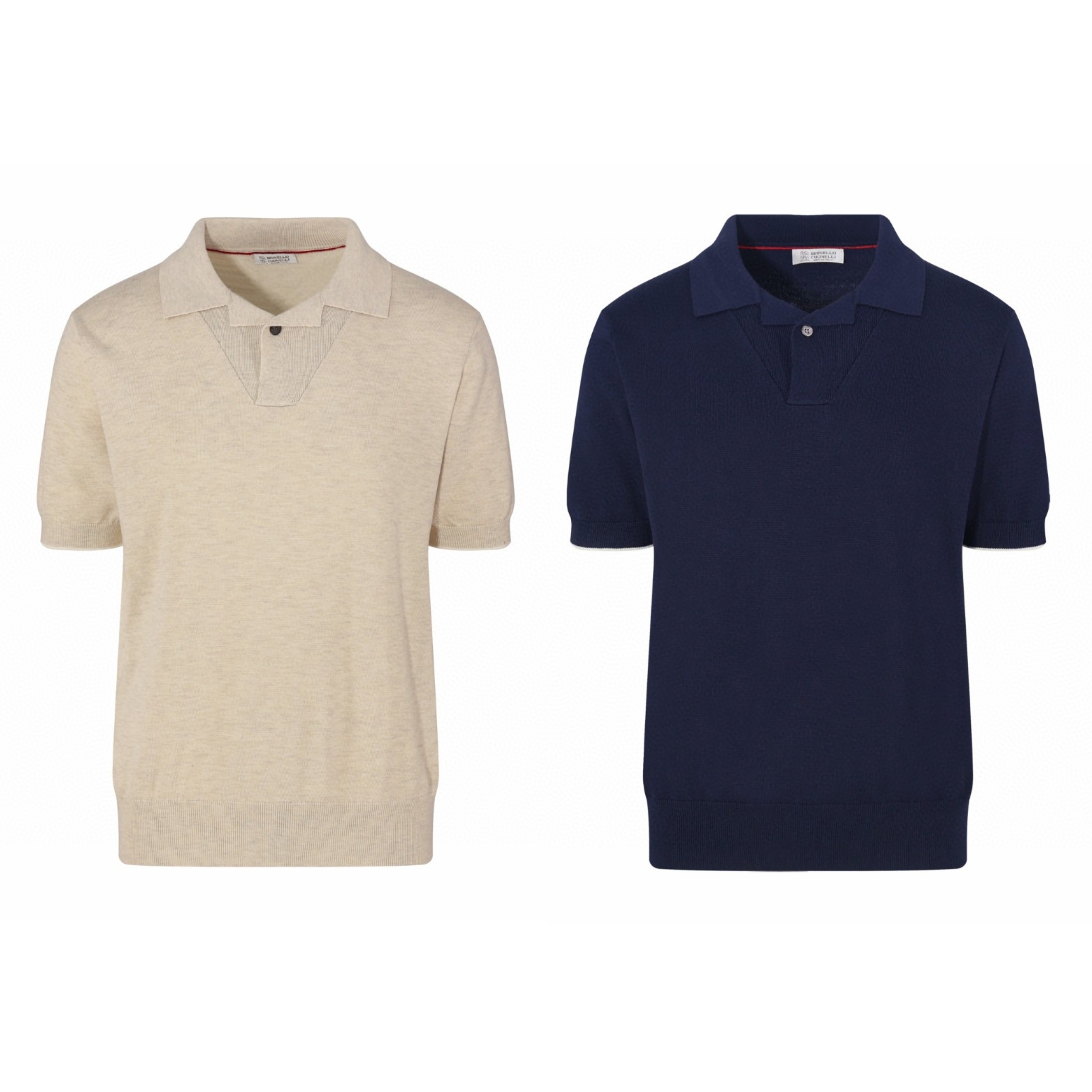 Brunello Cucinelli BC 单扣针织Polo衫 短袖 T恤 老钱风 杏色 蓝色 B0