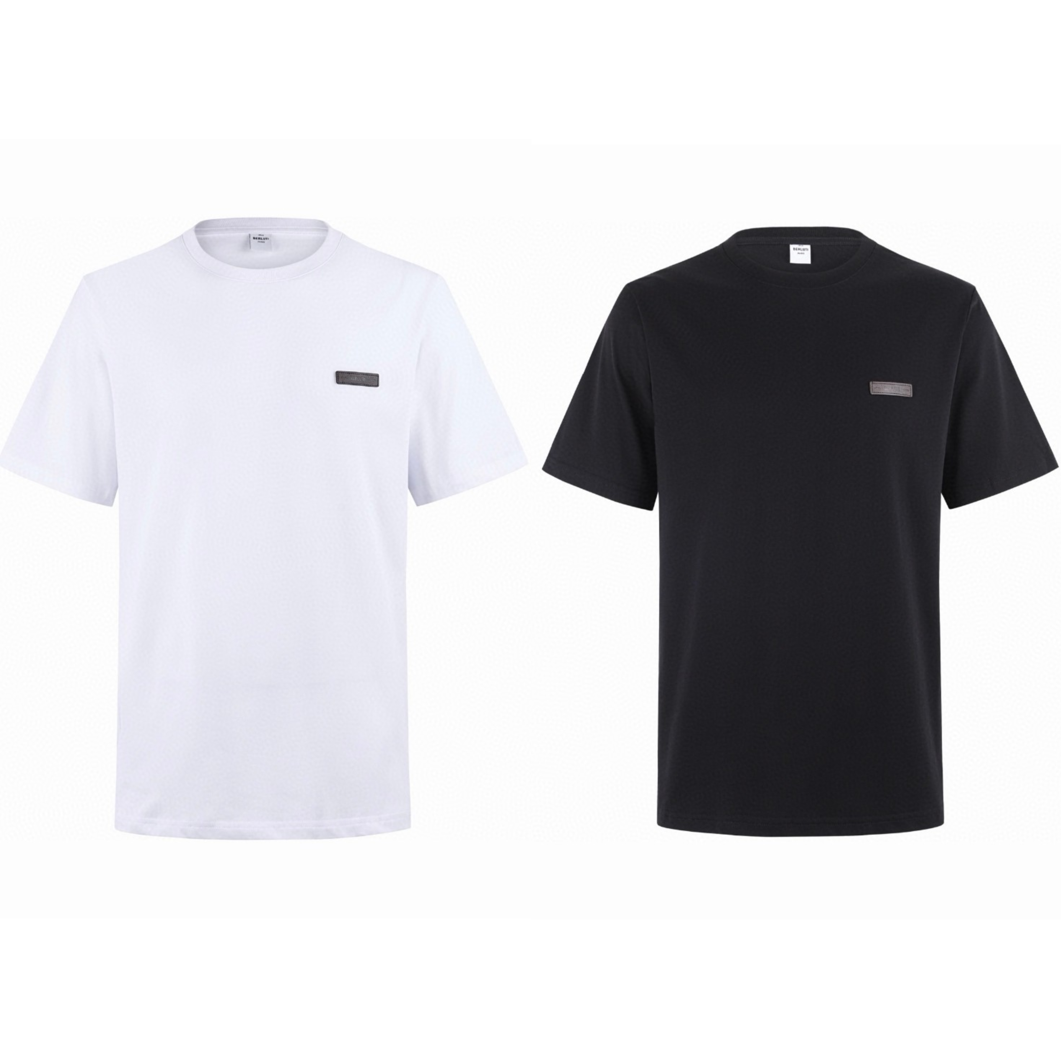 Berluti 皮革标签圆领短袖 T恤 夏款 白色 黑色 A0 R26JRS93003000