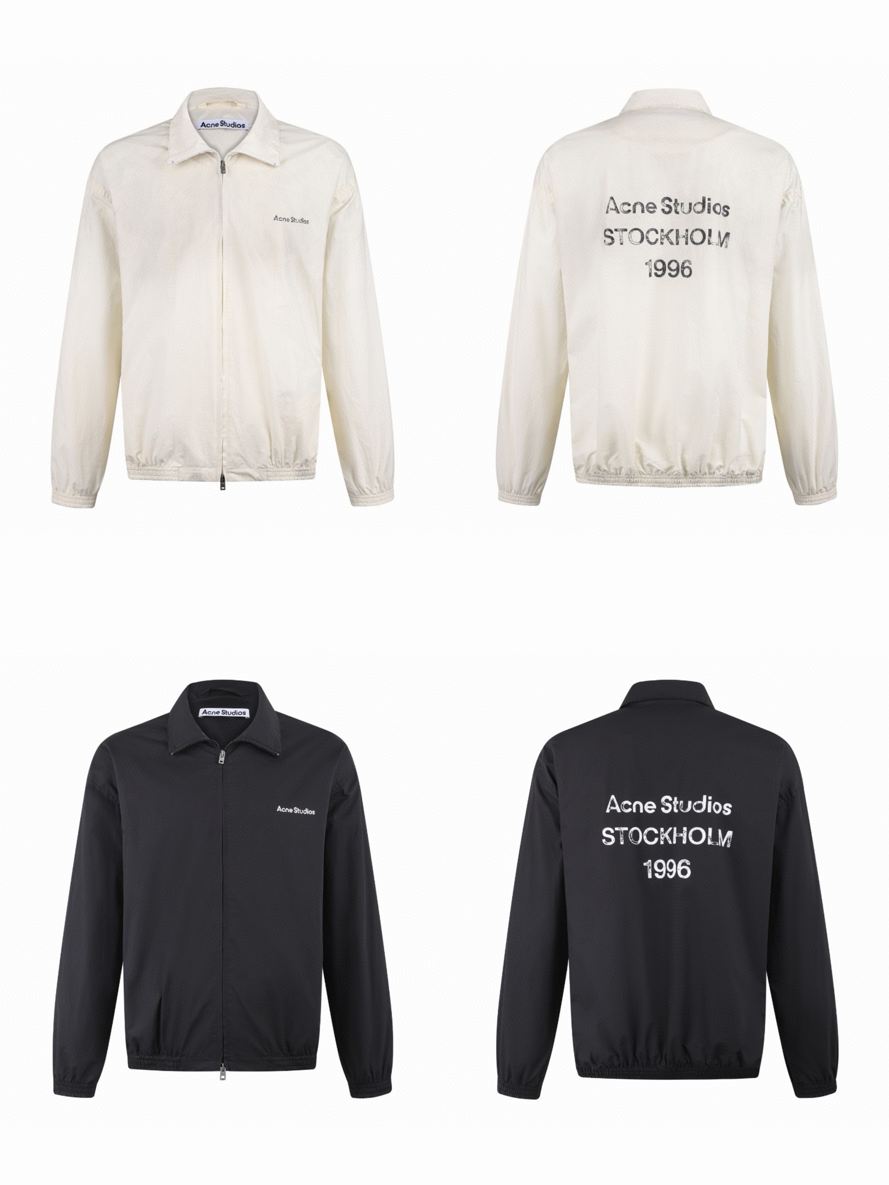 Acne Studios 印花徽标做旧双头拉链夹克 外套 长袖 白色 黑色 B5 B90863-DC6