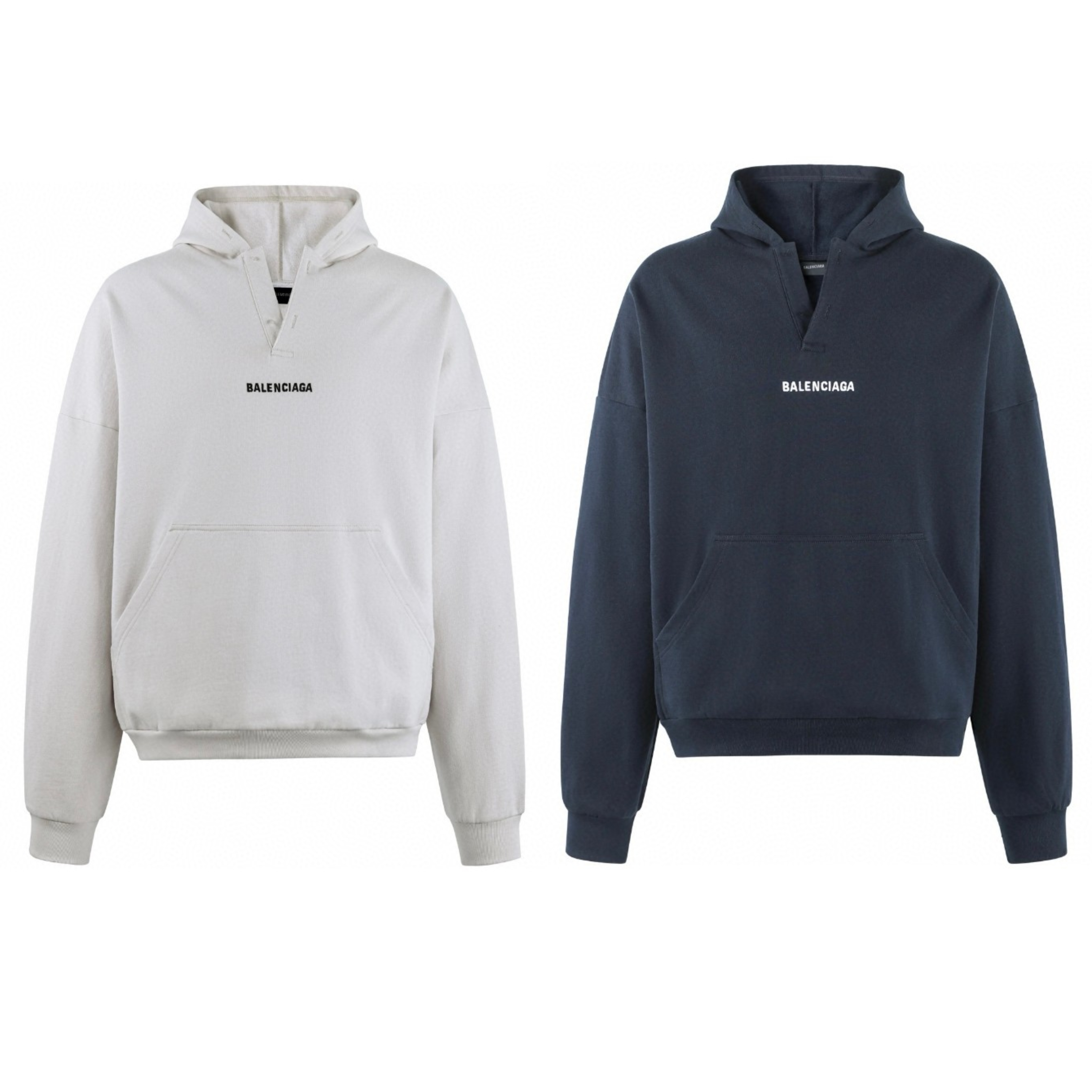 Balenciaga 巴黎世家 字母刺绣连帽卫衣 长袖 外套 米白色 黑色 B0 827939TTVJ23307