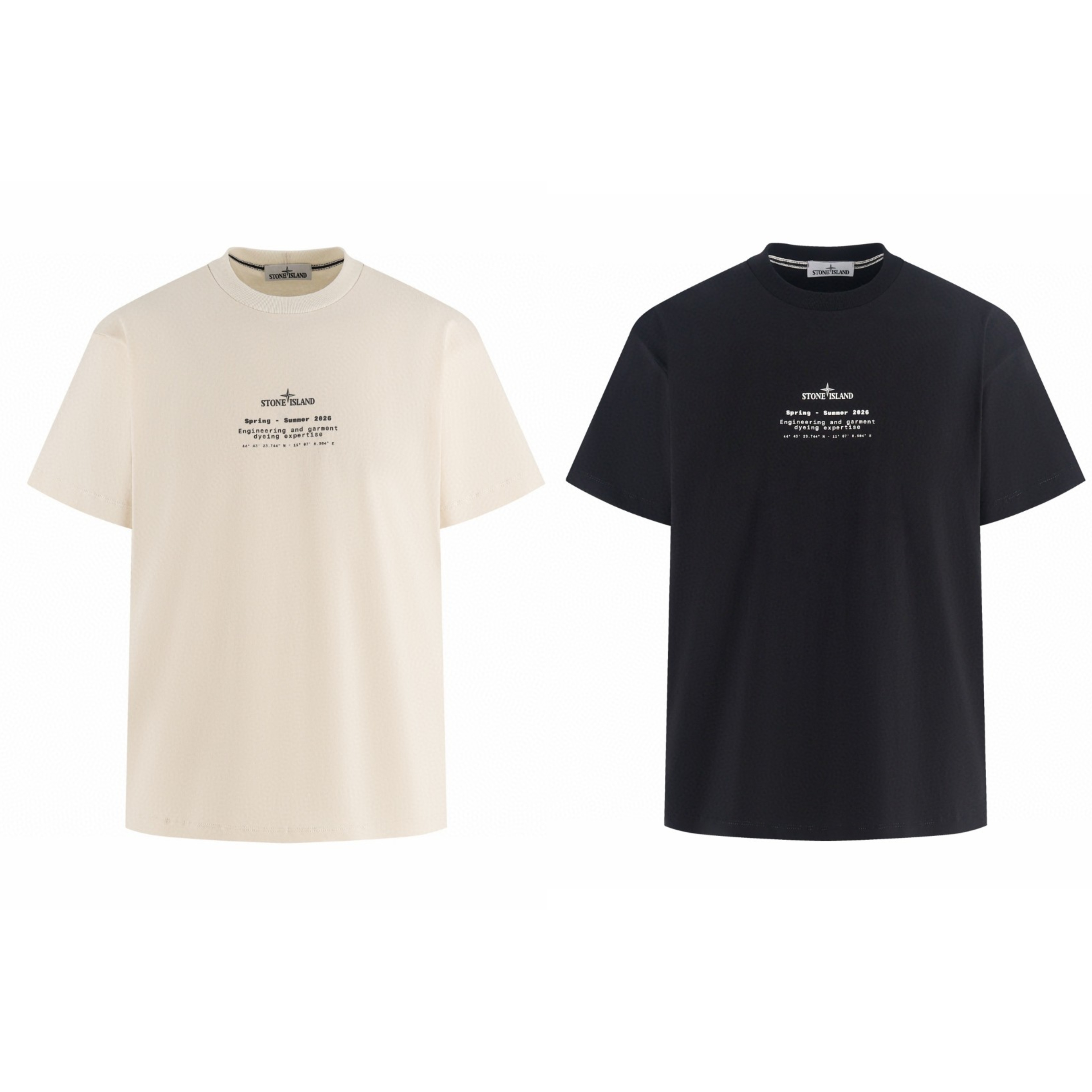 STONE ISLAND 石头岛 徽章印花圆领短袖 T恤 夏款 米杏色 黑色 A0 L1S152100001S0285-V0029