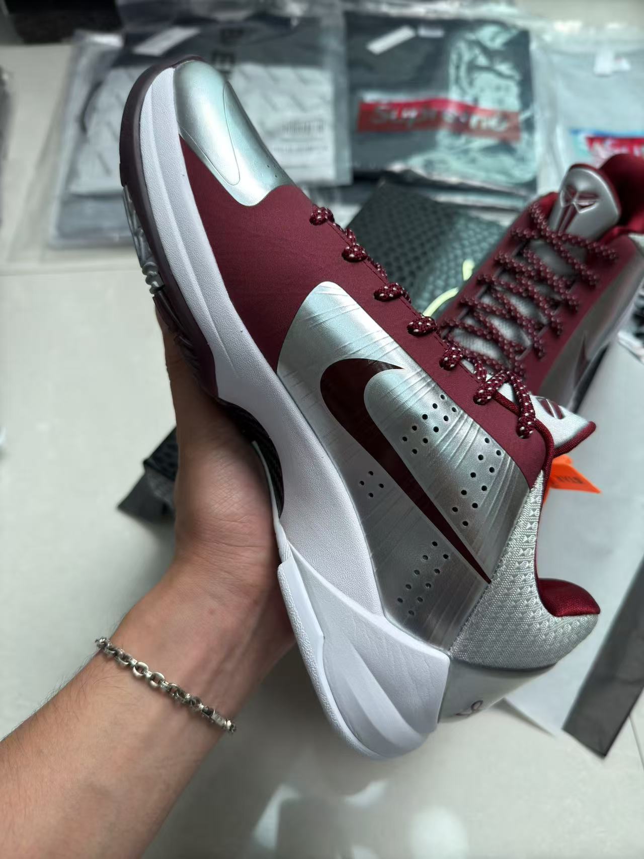 STAR S级 Kobe5 Protro Lower Merion Aces Away   前掌气垫 后掌EVA 籃球鞋 球鞋 實戰鞋  真碳板  波鞋  银红 IM0557-001