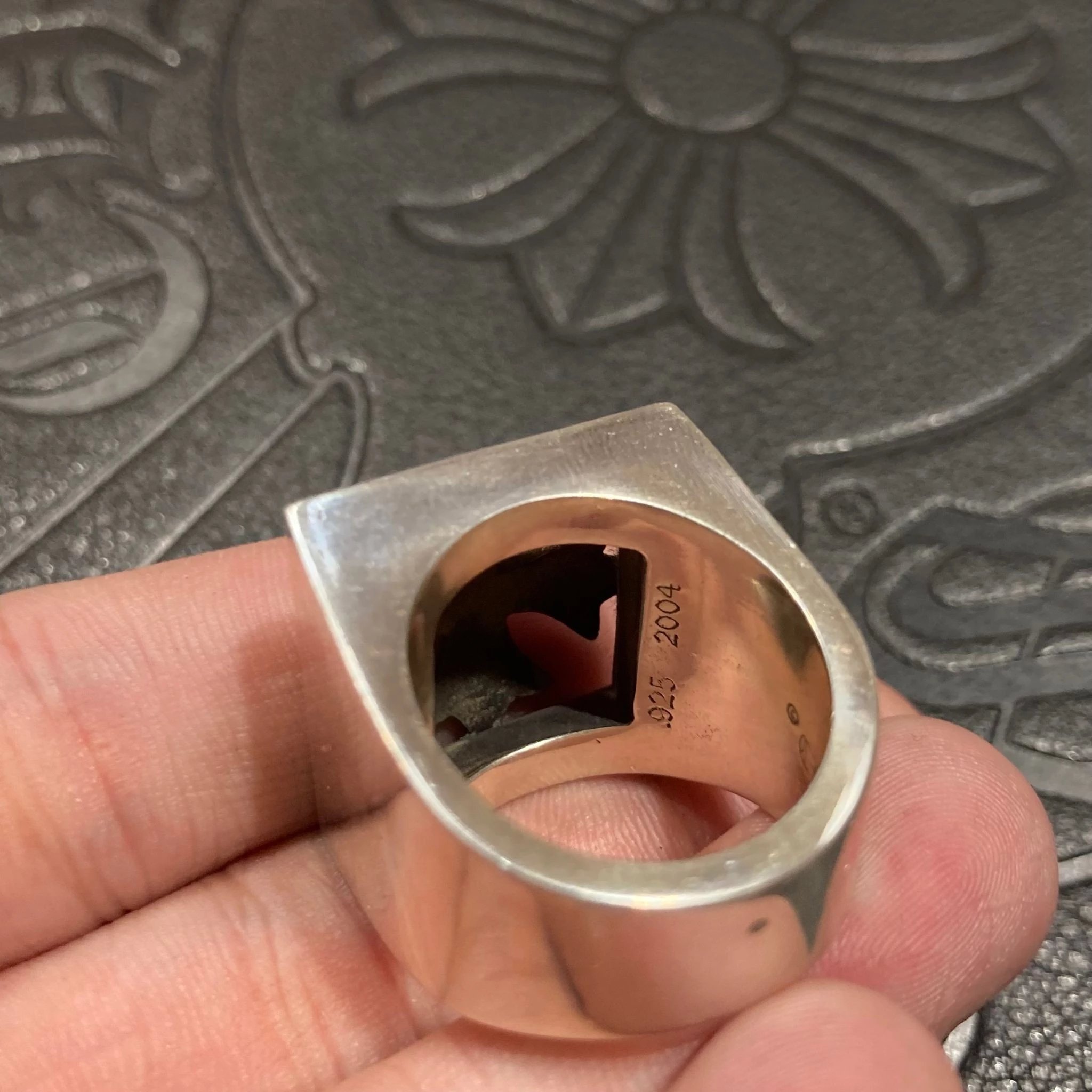 【正确版】925银  Chrome Hearts  CH 克罗心 重工方形十字花戒指 经典款 男女同款情侣对戒 