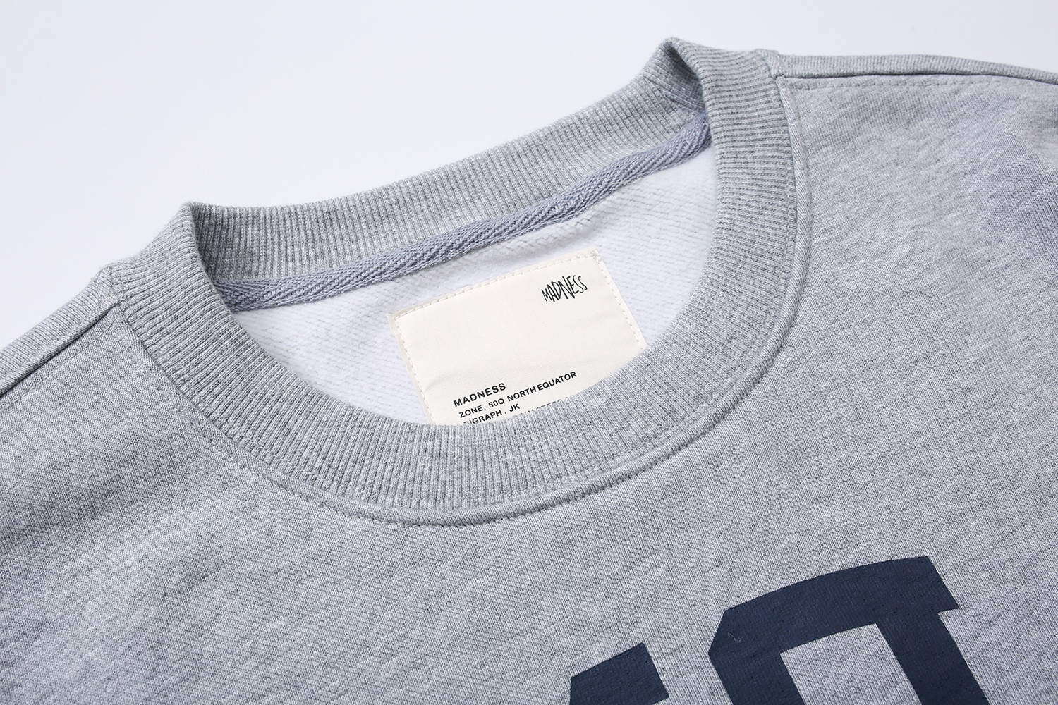 447#MADNESS 字母logo印花圆领卫衣 长袖 秋冬季 休闲 橙灰色 蓝灰色