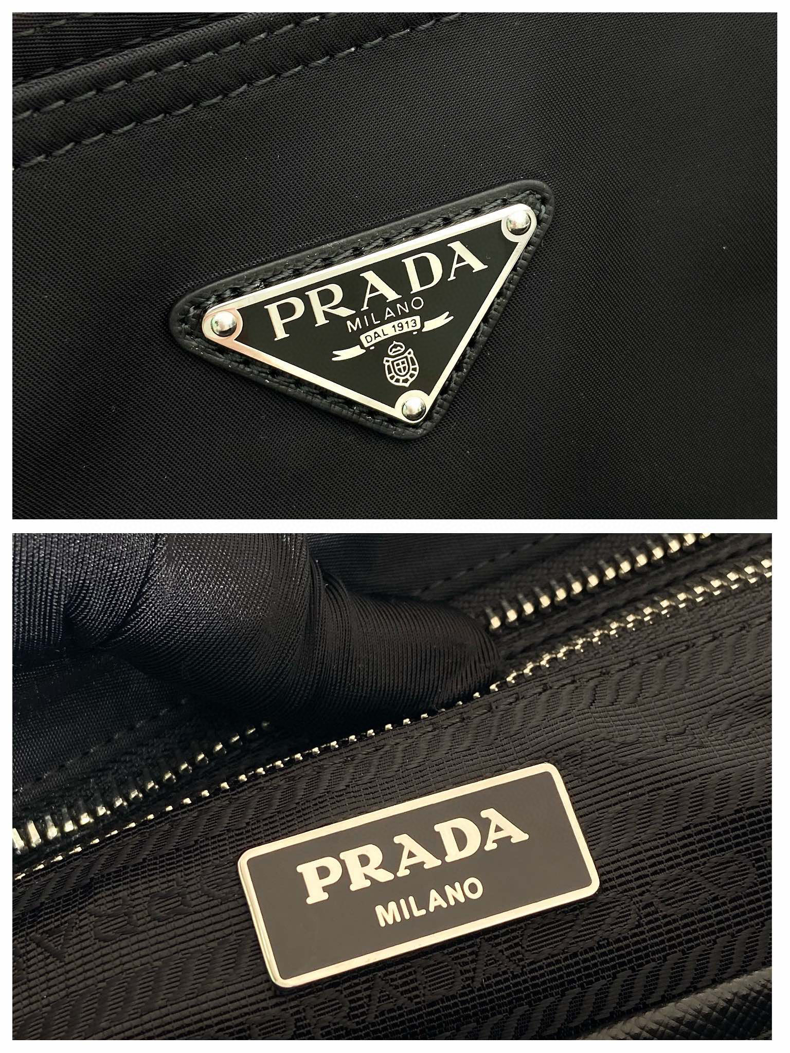 PRADA 普拉达 珐琅金属三角形 微标 可拆卸 可调节 尼龙 单肩包 斜挎包 母婴妈咪包 手提 黑色 1BG102_RV44_F0002_V_OOO