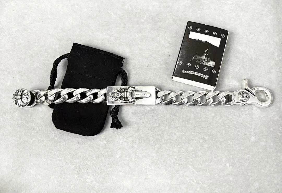 Chrome Hearts  CH克罗心 925银  大宝剑 十字架 扣粗 欧美朋克 粗手链 手 链 