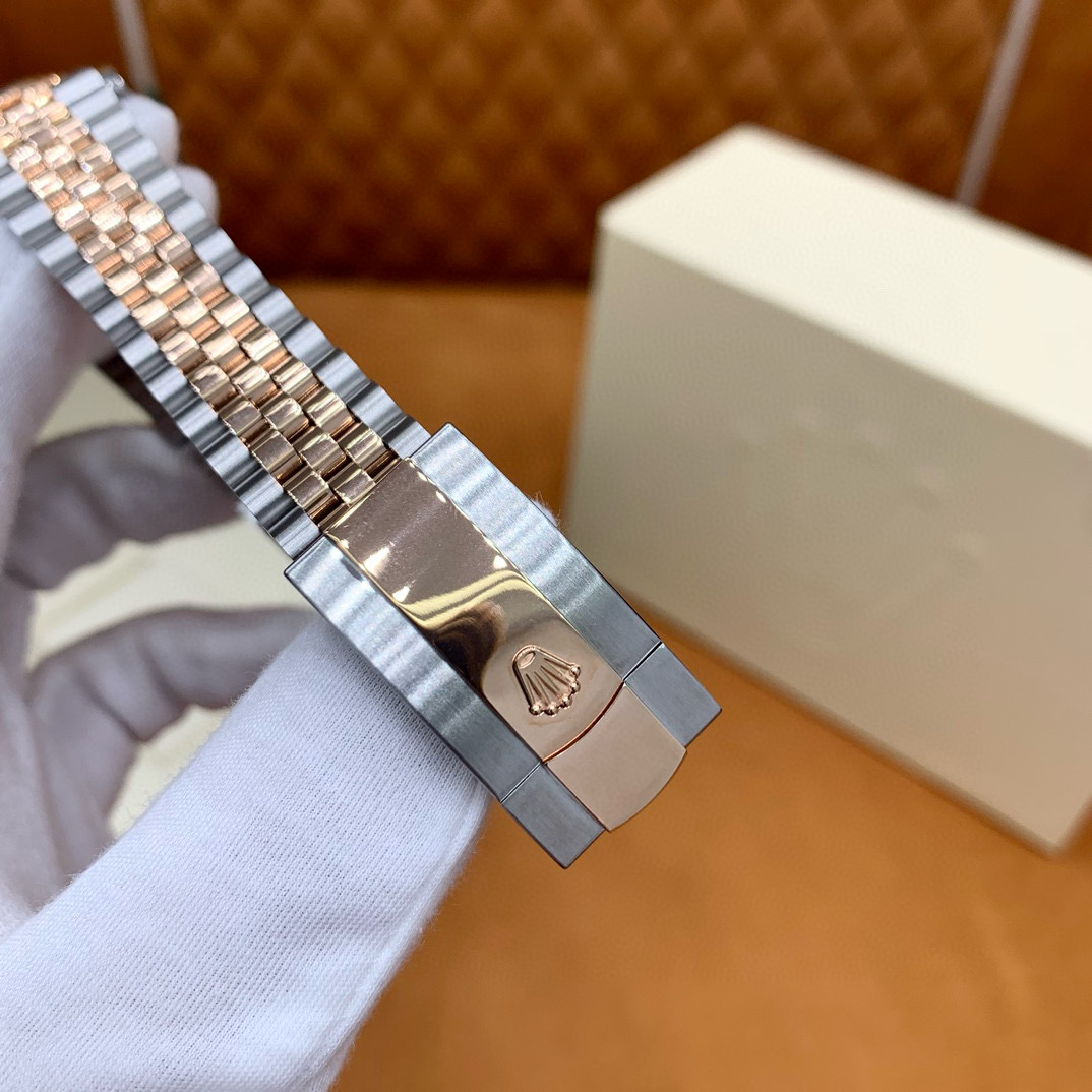 36 ROLEX 勞力士 日志型系列  自動機械機芯100米防水 男女表 36mm 蚝式鋼表殼 蚝式鋼表帶 间金灰盘 玫瑰金  M126231-0029