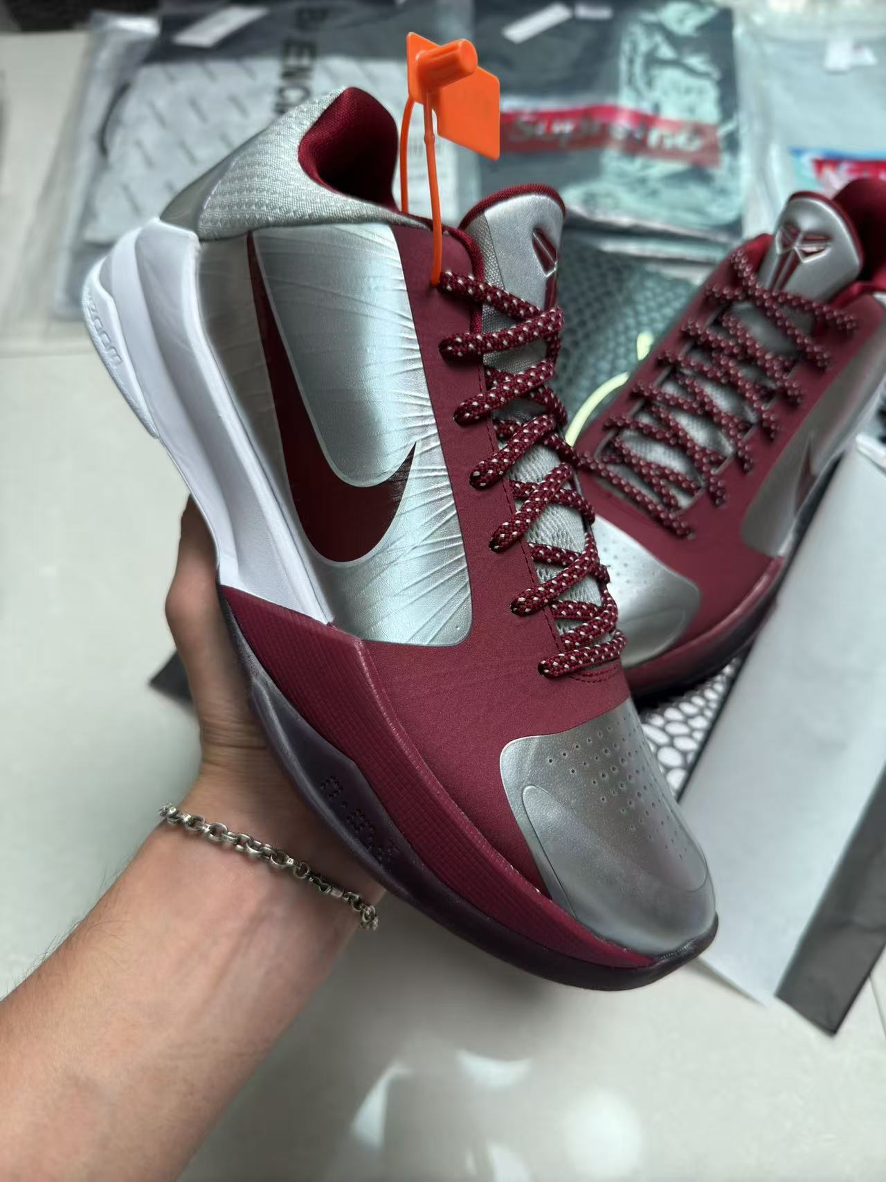 STAR S级 Kobe5 Protro Lower Merion Aces Away   前掌气垫 后掌EVA 籃球鞋 球鞋 實戰鞋  真碳板  波鞋  银红 IM0557-001