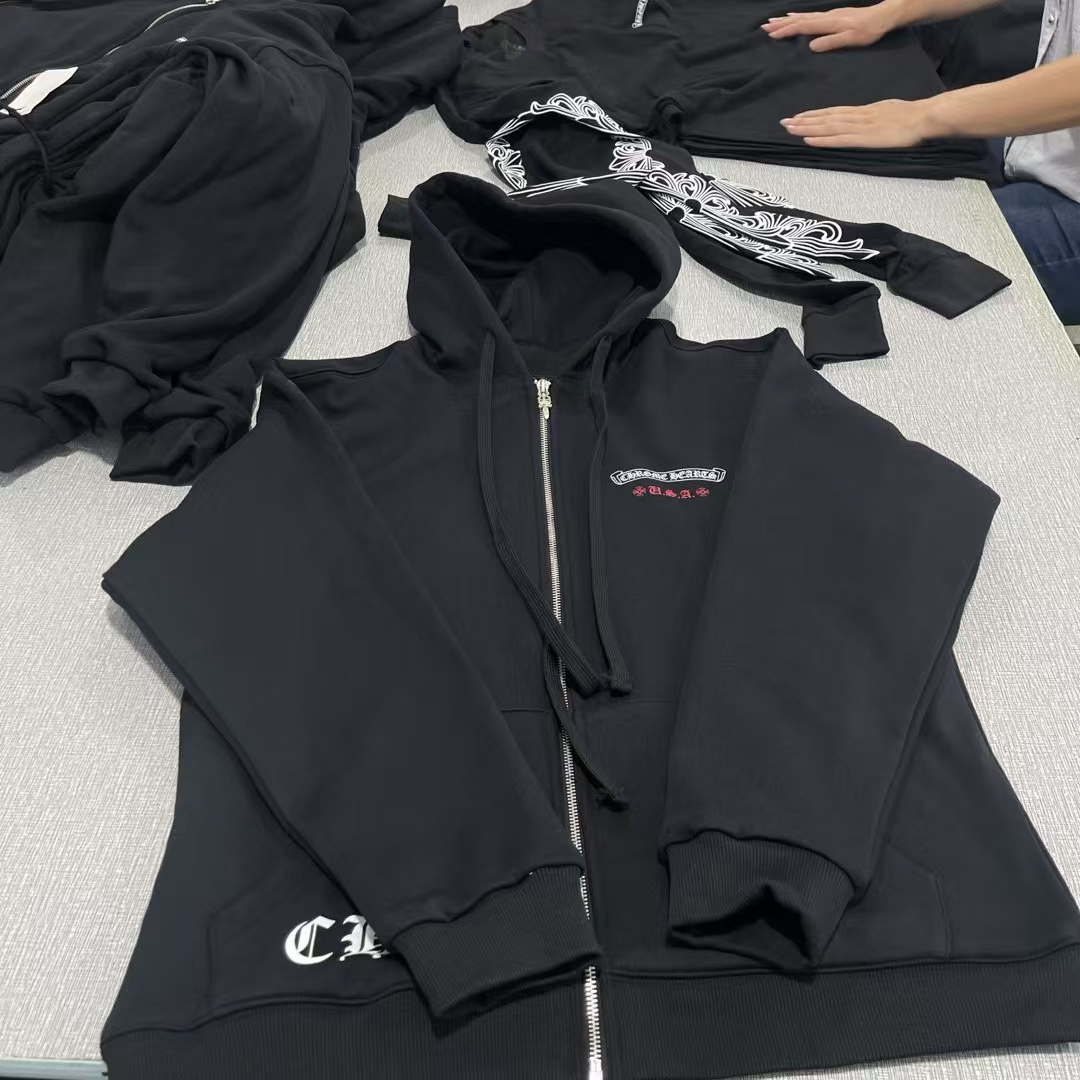 Chrome Hearts  American Flag Hoodie Large 克罗心 华夫内里 经典 印花 拉链卫衣 外套 长袖 男女同款 黑色 美国旗 A5  