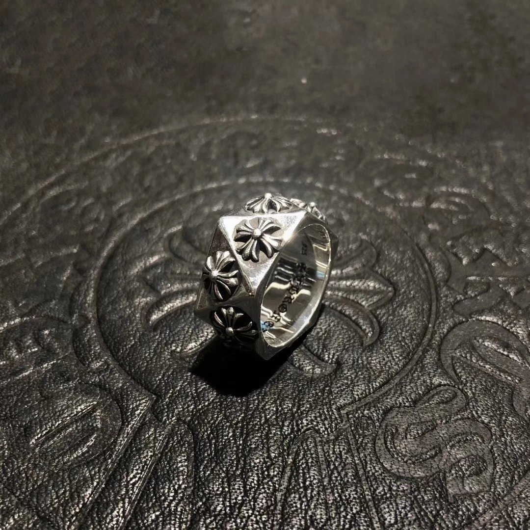 【正确版】Chrome Hearts  CH 克罗心 棱面切面 925银 十字架 永恒真爱 戒指  经典款 男女同款情侣对戒 