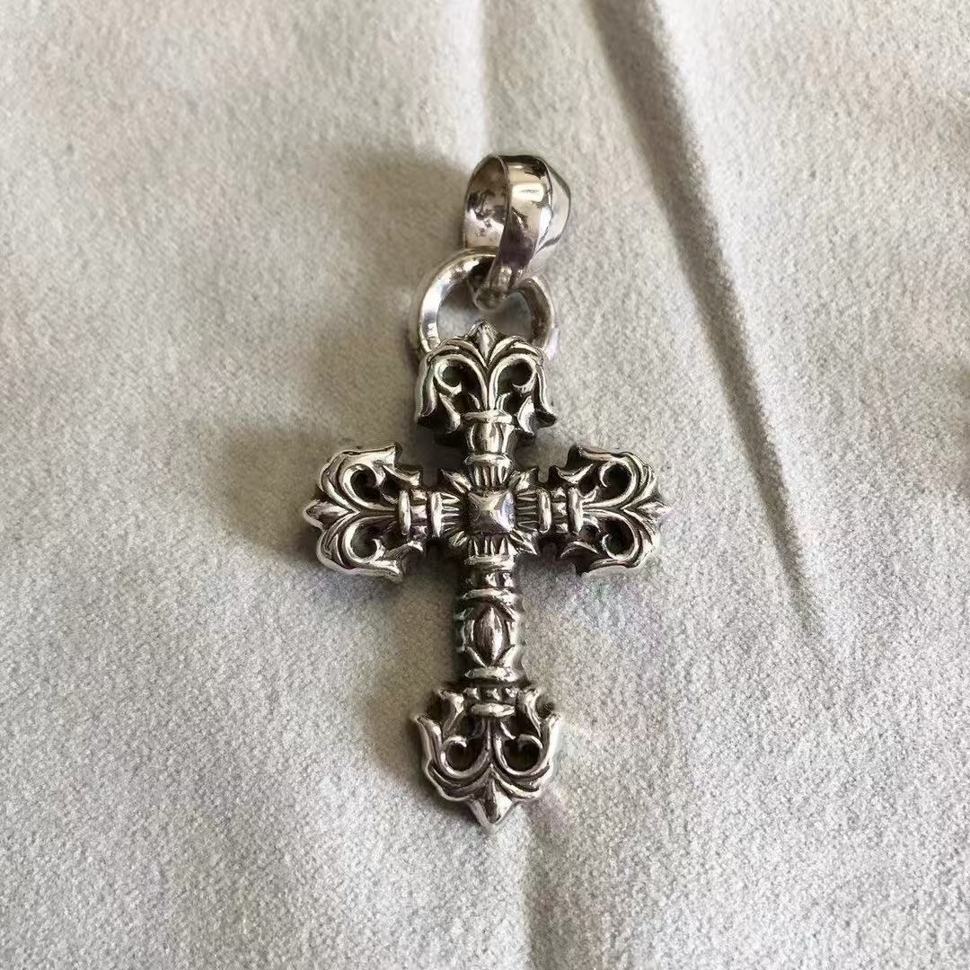 Chrome Hearts  CH克罗心 925银  火焰 十字架  刻字链 项链 60CM 