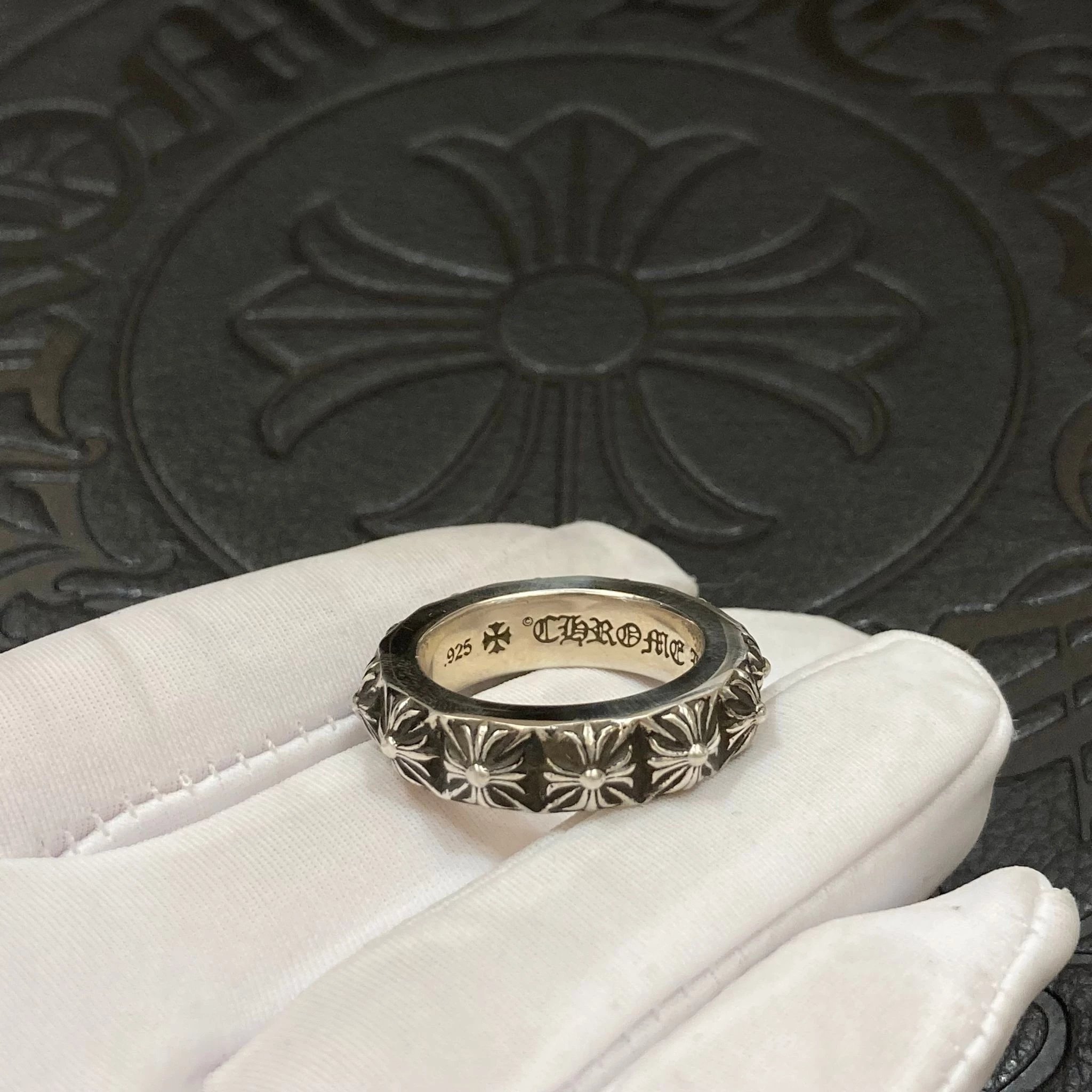 【正确版】925银  Chrome Hearts  CH 克罗心 戒指 单层十字架 经典款 男女同款情侣对戒 