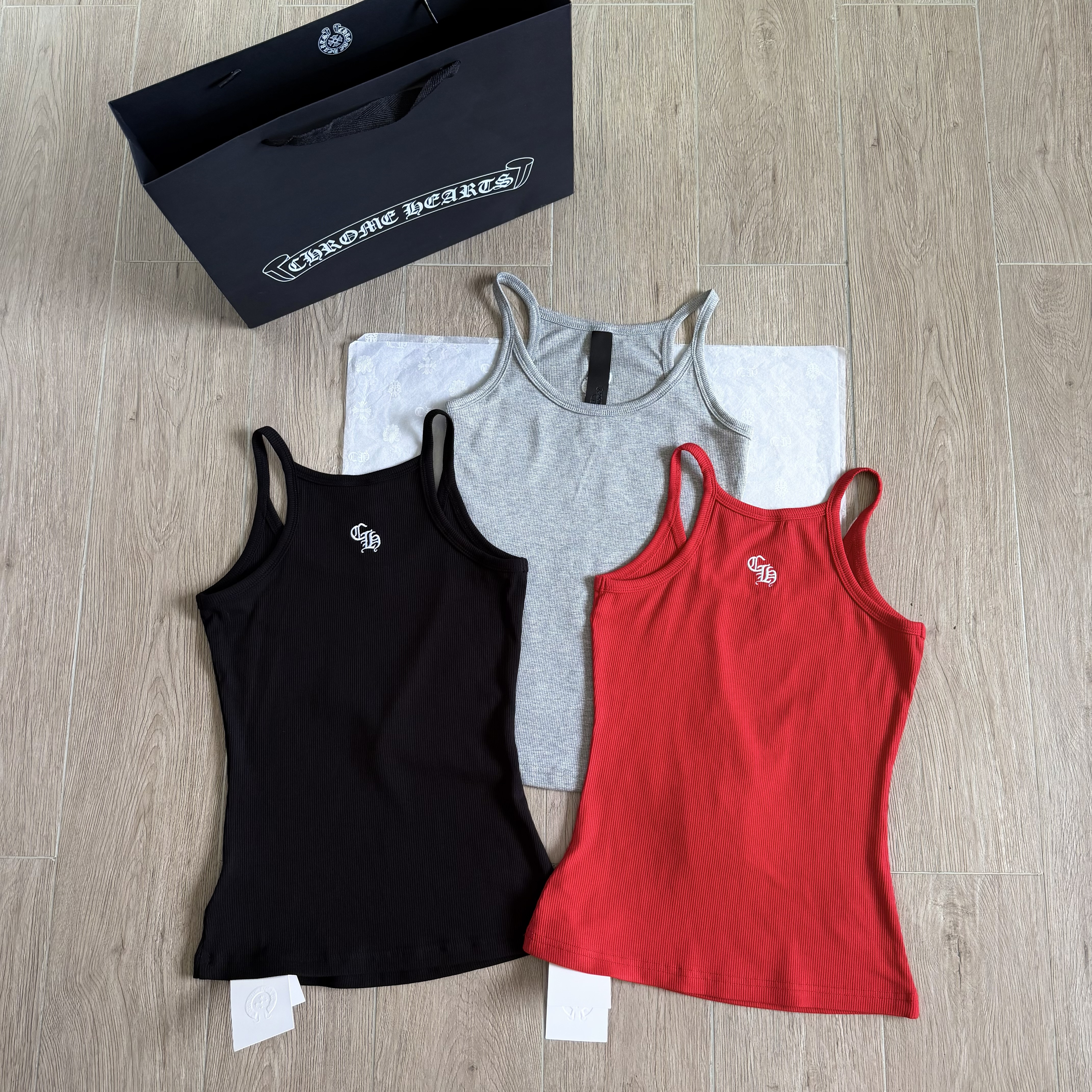 Chrome Hearts CH 克罗心 华夫格 刺绣 修身 吊带 背心 女款 