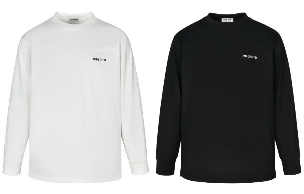 MIU MIU 缪缪 徽标撞色V领羊毛针织衫 开衫 毛衣 外套 长袖 海军蓝 MMF933-1582-F056H-S-OOO