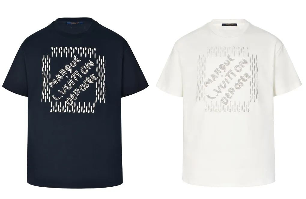 LOUIS VUITTON 路易威登 LV 珍珠绣花  夏季 T恤 男女同款  短袖  白色 藏青色A5