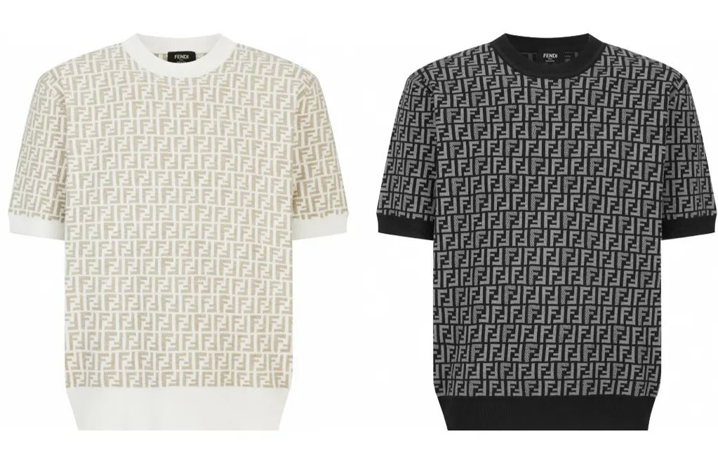 FENDI  芬迪 满印FF针织 T 恤 短袖 上衣 夏款 黑色 白色-A5  