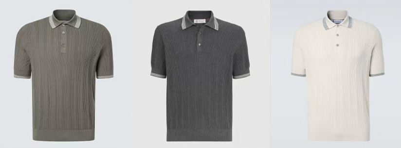 Brunello Cucinelli BC  棉质纹理罗纹针织 纯色Polo衫 男款 262M29204205P