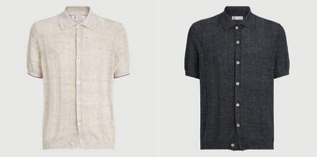 Brunello Cucinelli BC  棉质纹理罗纹针织 纯色Polo衫 男款 262M29204205P