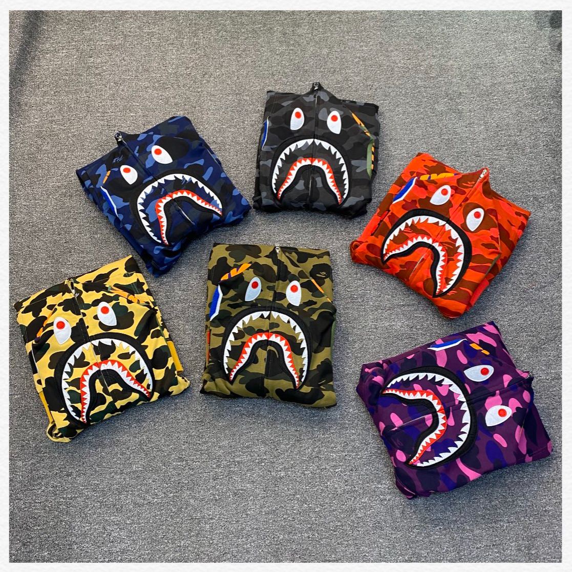 A BATHING APE BAPE CAMO SHARK FULL 长青款 猿人 迷彩 拉链外套 男女同款 