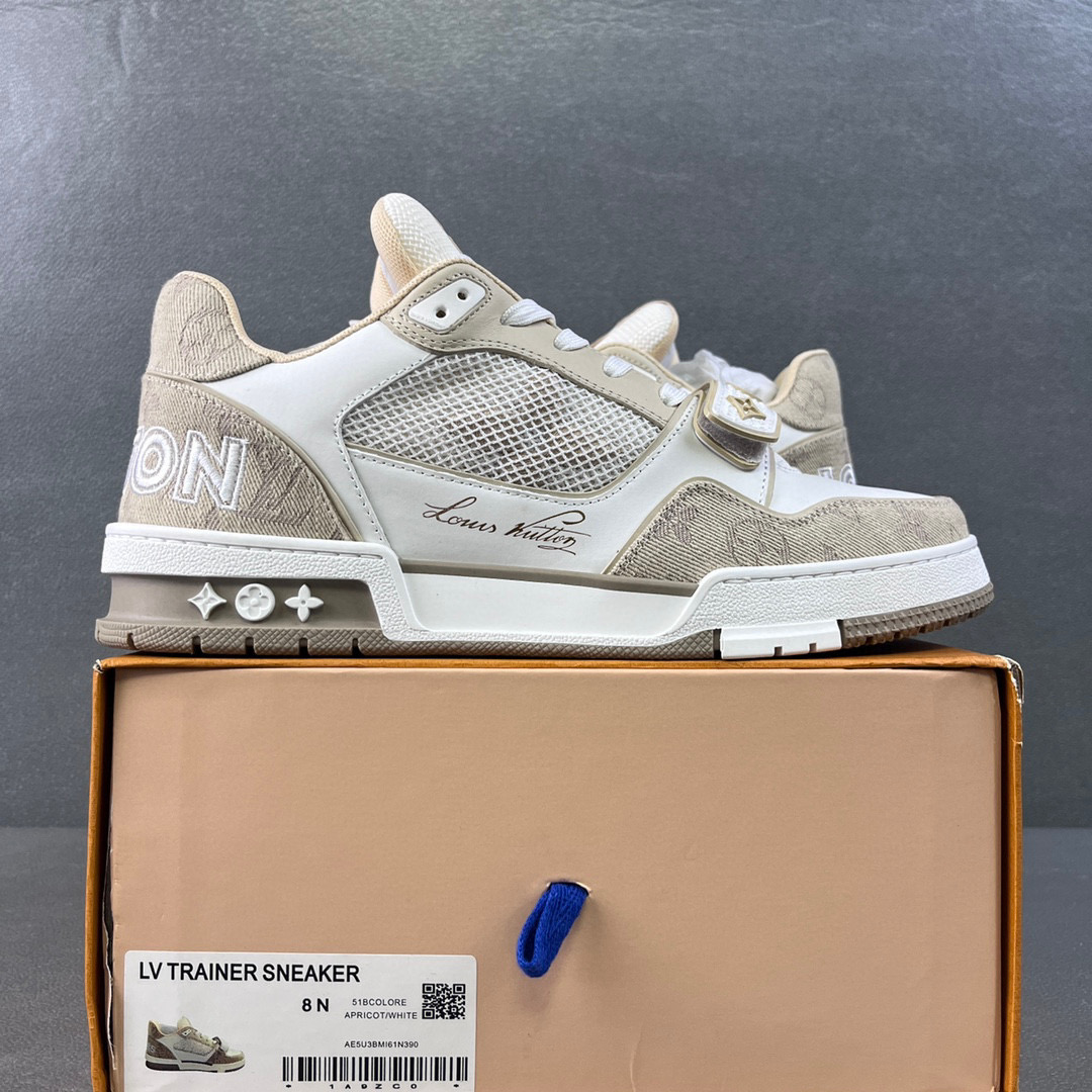 Louis Vuitton 路易威登 Trainer 魔术贴 低筒 休闲鞋 板鞋 运动鞋 男鞋 女鞋 卡其色 1A9ZC2