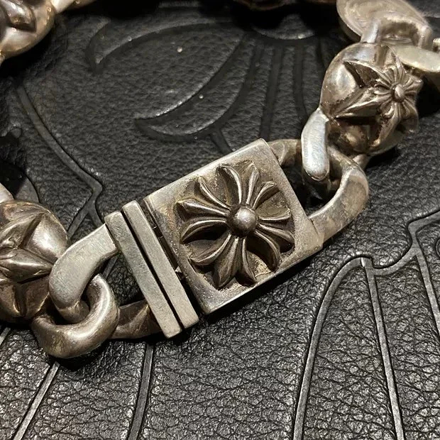 Chrome Hearts  CH克罗心 925银  全元素十字架五芒星童军花 粗手链 手 链 