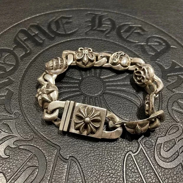 Chrome Hearts  CH克罗心 925银  全元素十字架五芒星童军花 粗手链 手 链 