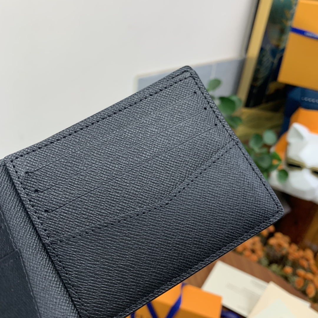  LOUIS VUITTON 路易威登  水波纹  短夹 小牛皮 钱夹 钱包 男女同款 黑色 M60332