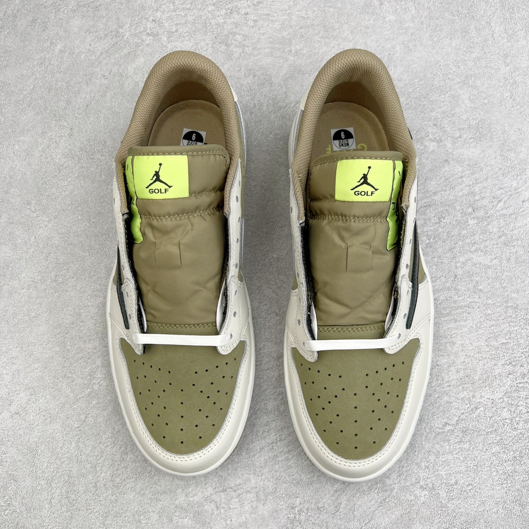  天花板 Travis Scott x Air Jordan 1 Low Golf  AJ1 倒钩 6.0  高尔夫 低筒 倒钩 板鞋 篮球鞋  波鞋 男女同款  白绿 FZ3124-200