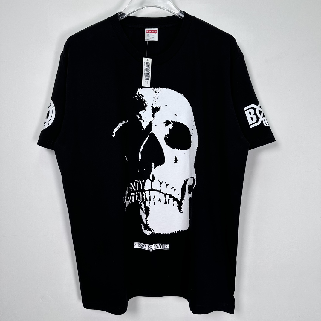  Supreme  FW23  BOUNTY HUNTER  TEE  黑色 白色  印花纯色短袖  短袖 T 恤 男女同款 骷髅头 