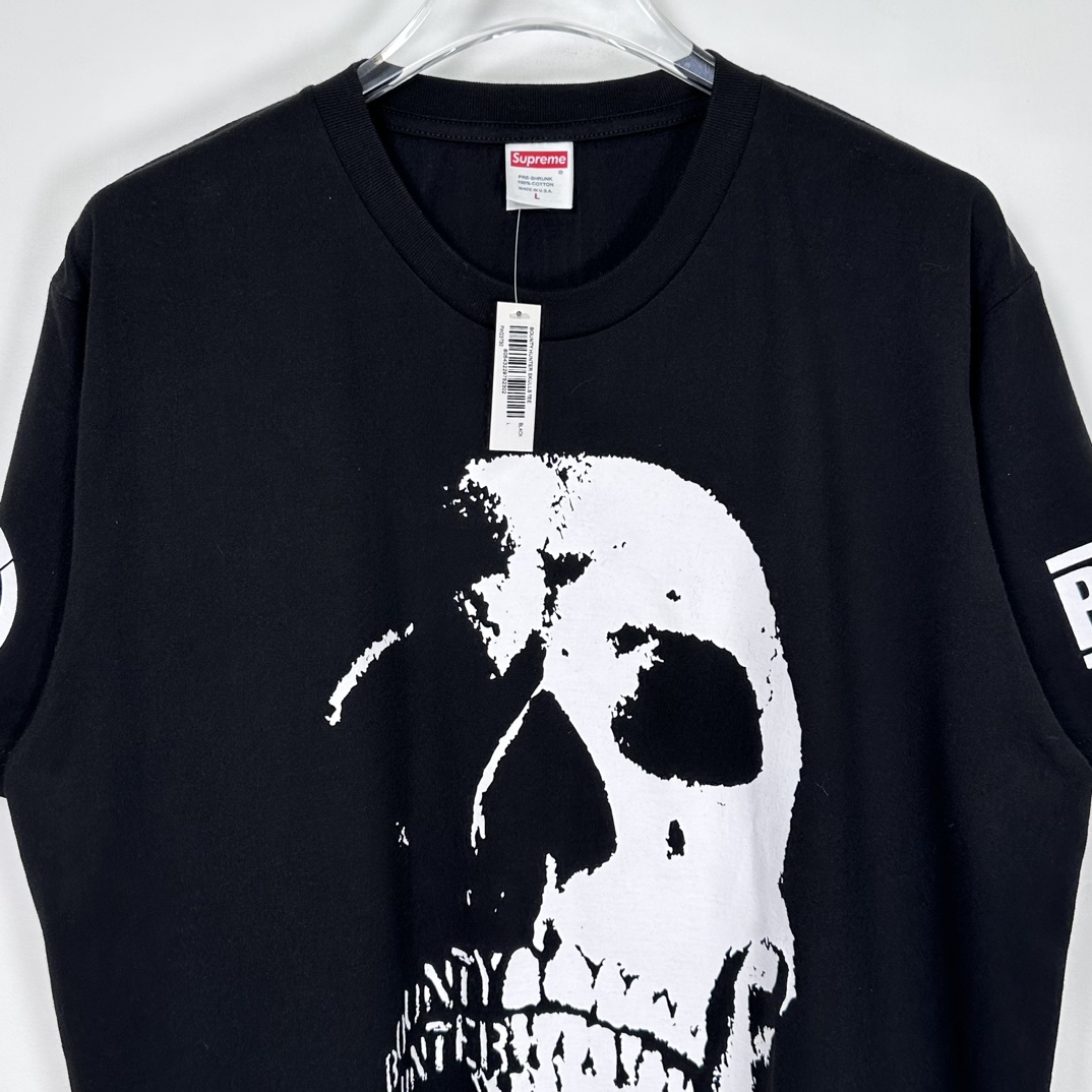 Supreme  FW23  BOUNTY HUNTER  TEE  黑色 白色  印花纯色短袖  短袖 T 恤 男女同款 骷髅头 