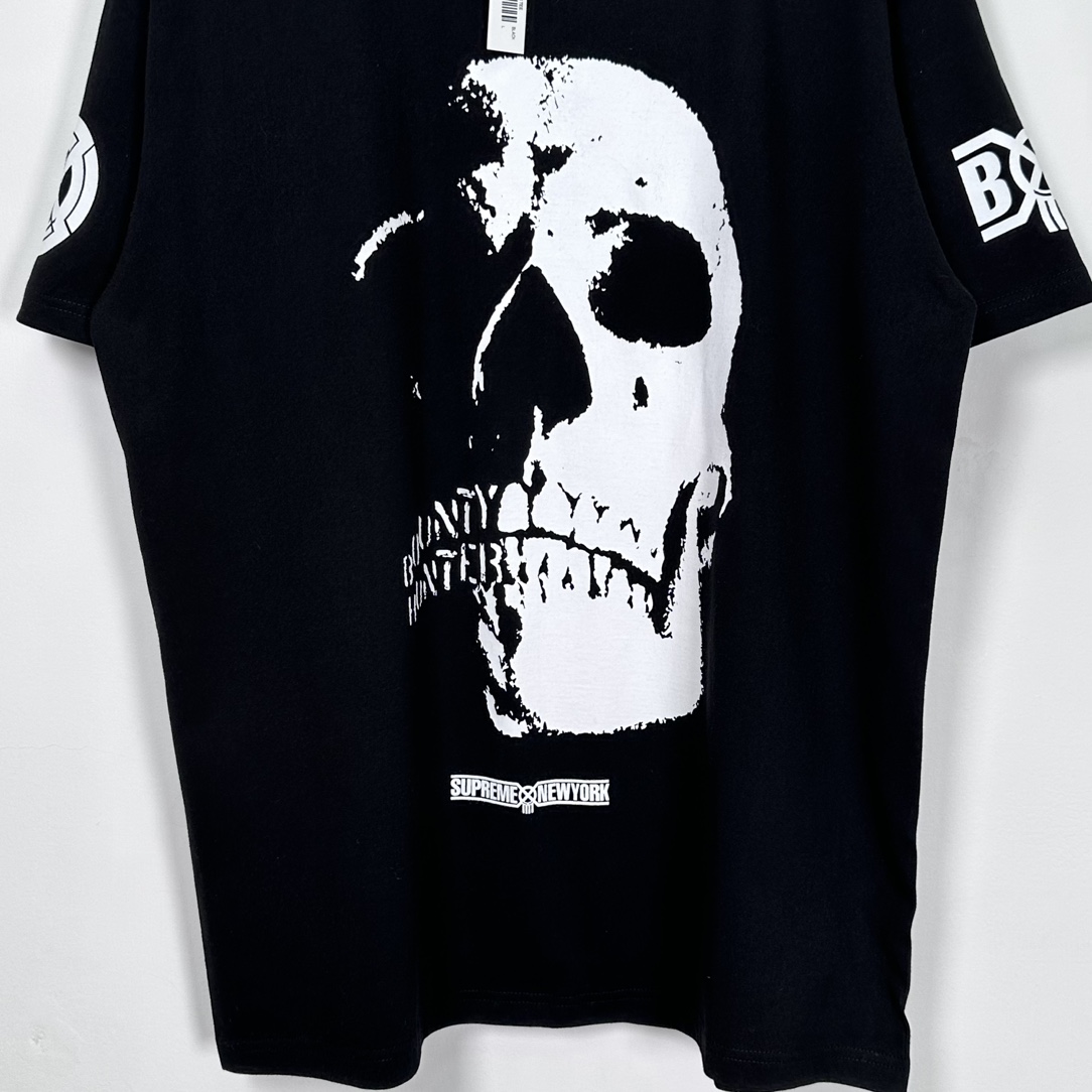  Supreme  FW23  BOUNTY HUNTER  TEE  黑色 白色  印花纯色短袖  短袖 T 恤 男女同款 骷髅头 