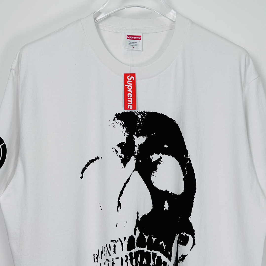  Supreme  FW23  BOUNTY HUNTER  TEE  黑色 白色  印花纯色短袖  短袖 T 恤 男女同款 骷髅头 
