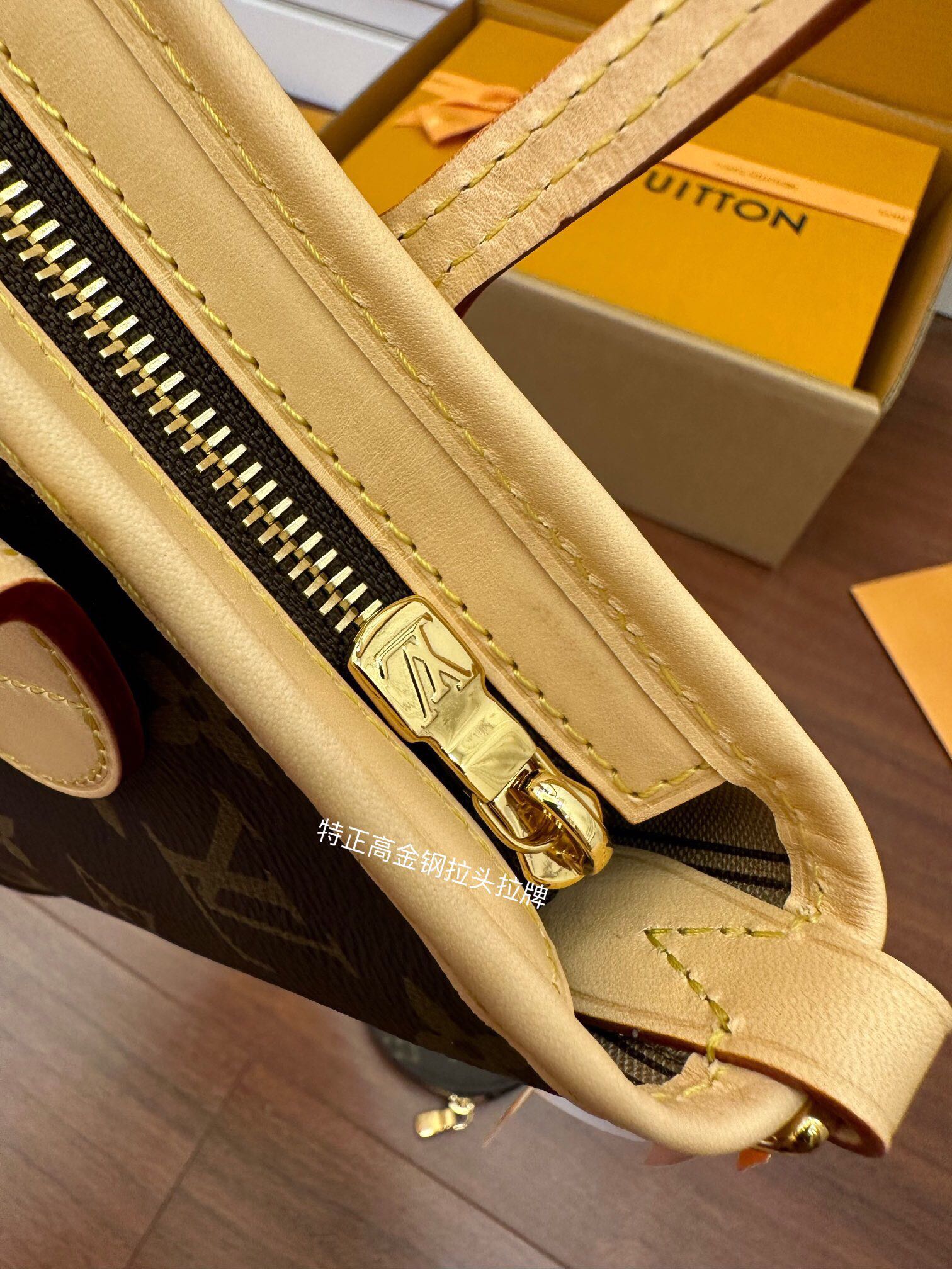  LOUIS VUITTON  Neverfull 经典老花满印拉链 可拆卸肩带  水桶包 托特包 单肩包 斜挎包 手提包  男女同款  棕色 M46705