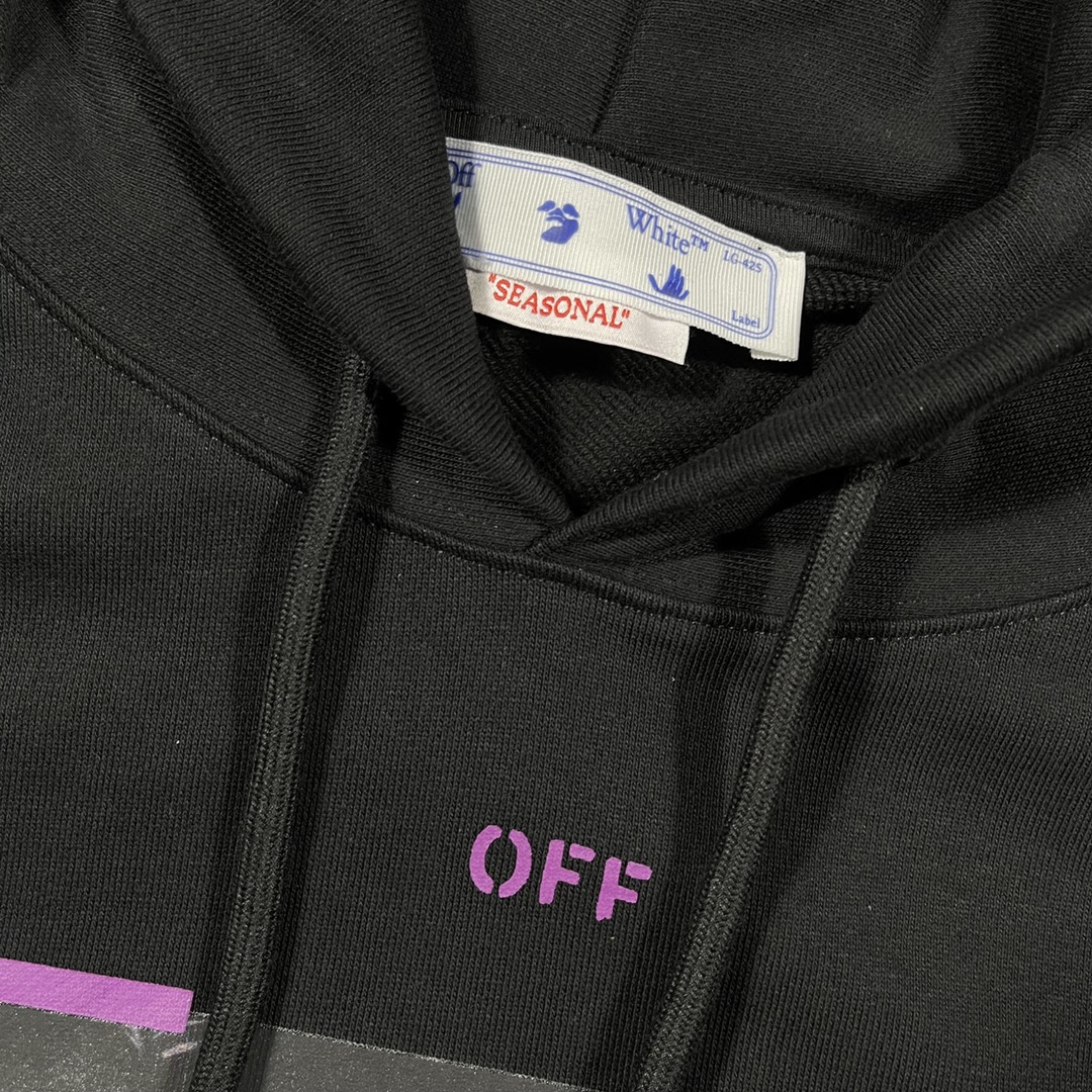   OFF-White OW ss23 箭头  印花  运动 长袖 连帽 外套夹克 秋冬季 拉链 卫衣 黑色 OMBB085S23FLE0011036