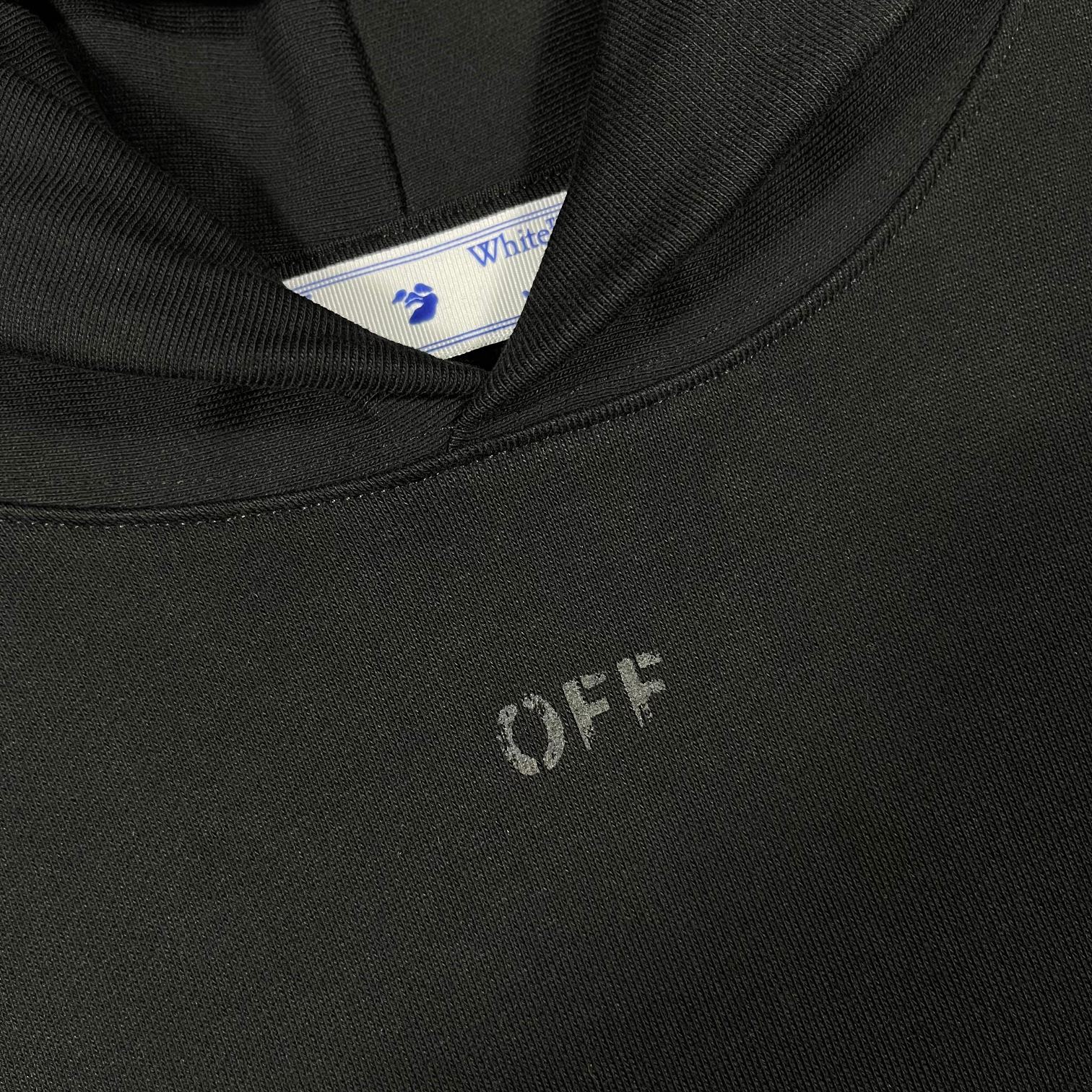   OFF-White OW FW21 箭头  印花  运动 长袖 连帽 外套夹克 秋冬季 拉链 卫衣 黑色 OMBB037F21FLE0071010