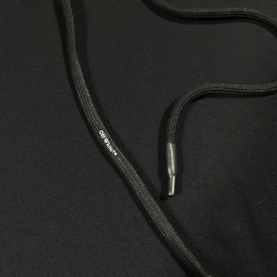 OFF-White OW 印花  运动 长袖 连帽 外套夹克 秋冬季 拉链 卫衣 黑色 OMBB097C99FLE0051010