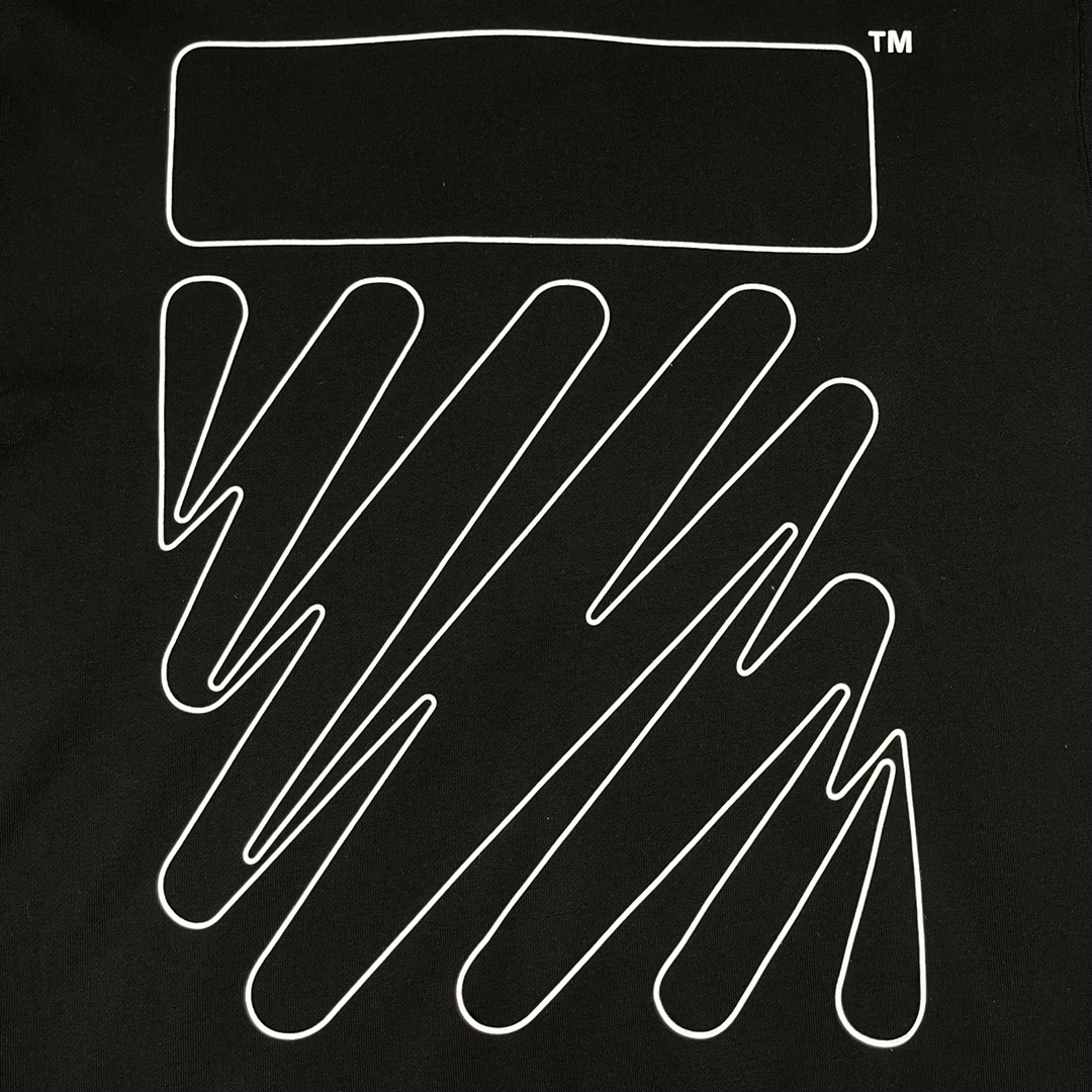  OFF-White OW 波浪斜条 印花  运动 长袖 连帽 外套夹克 秋冬季 拉链 卫衣 黑色 OMBB097F22FLE0151001