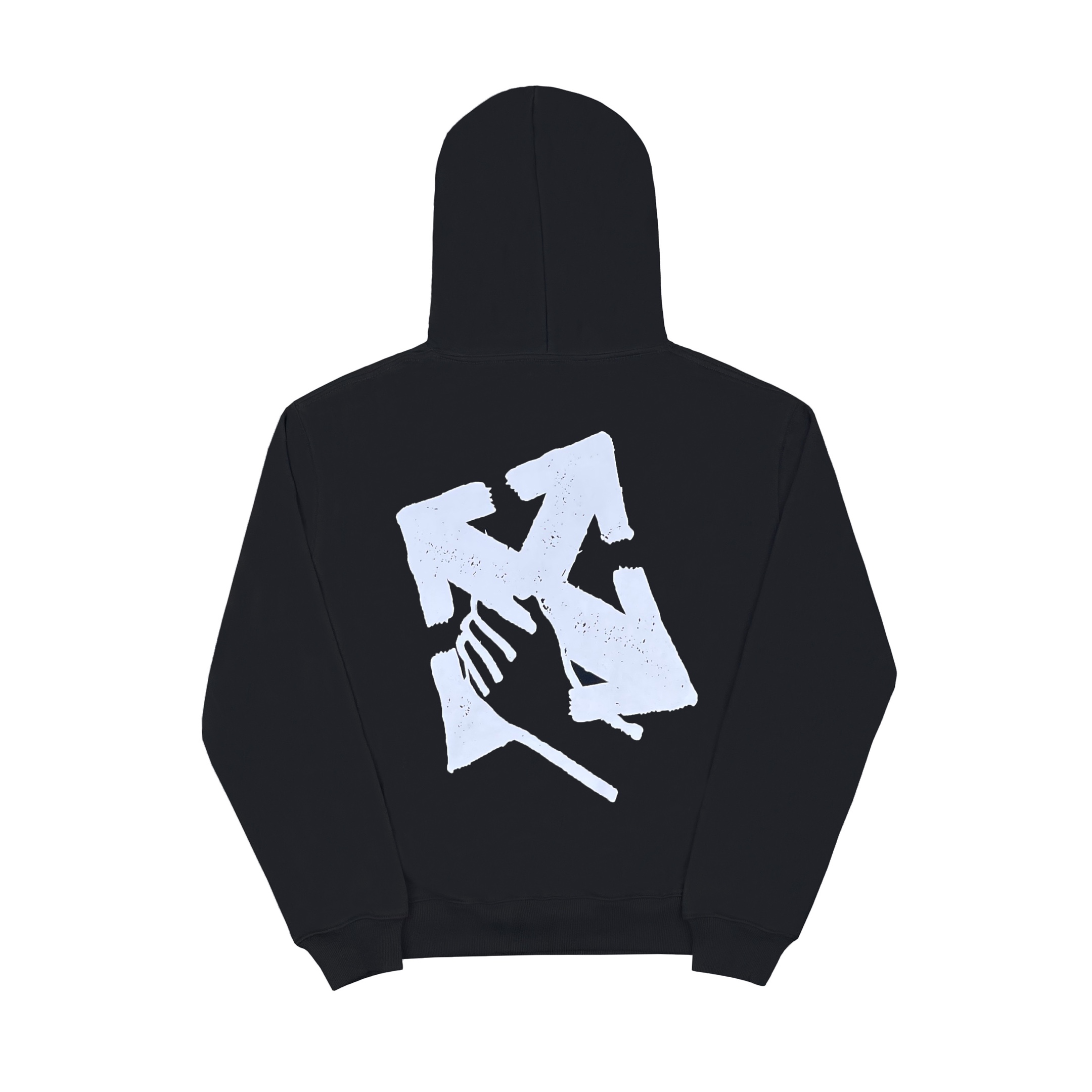  OFF-White OW ss23 波浪斜条 印花  运动 长袖 连帽 外套夹克 秋冬季 拉链 卫衣 黑色 OMBB110S23FLE0031001