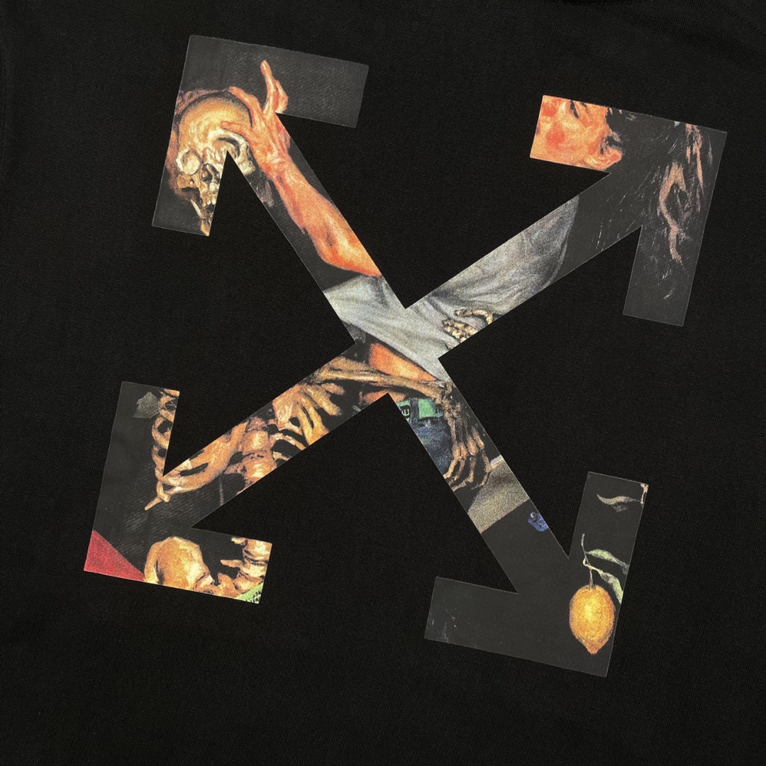   OFF-White OW  FW20  油画 印花  运动 长袖 连帽 外套夹克 秋冬季 拉链 卫衣 黑色 OMBB037F20FLE0021001