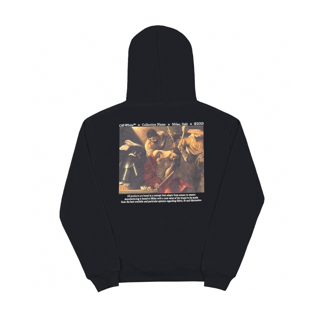   OFF-White OW  SS22  油画 印花  运动 长袖 连帽 外套夹克 秋冬季 拉链 卫衣 黑色 OMBB037S22FLE0071001