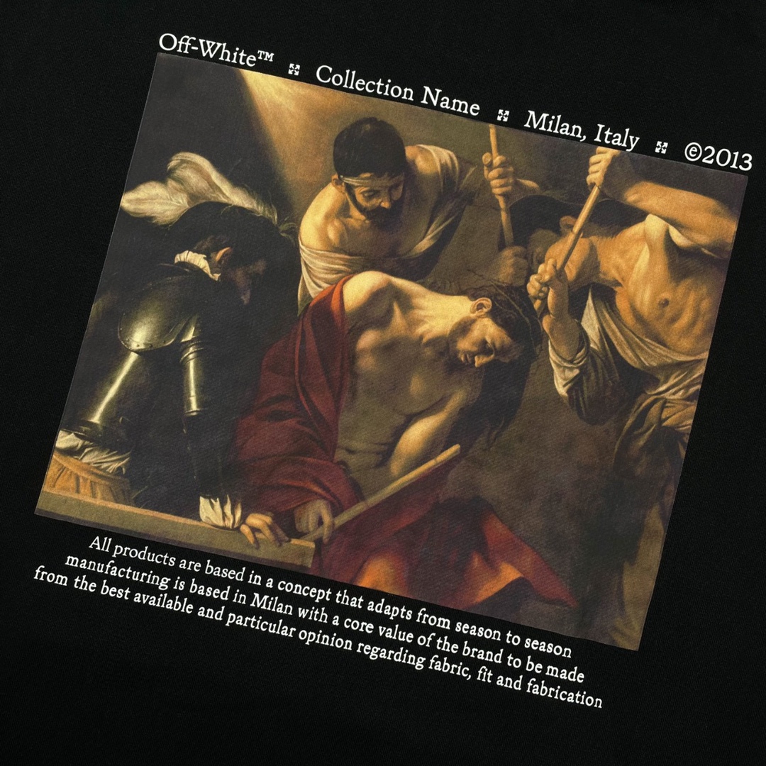   OFF-White OW  SS22  油画 印花  运动 长袖 连帽 外套夹克 秋冬季 拉链 卫衣 黑色 OMBB037S22FLE0071001