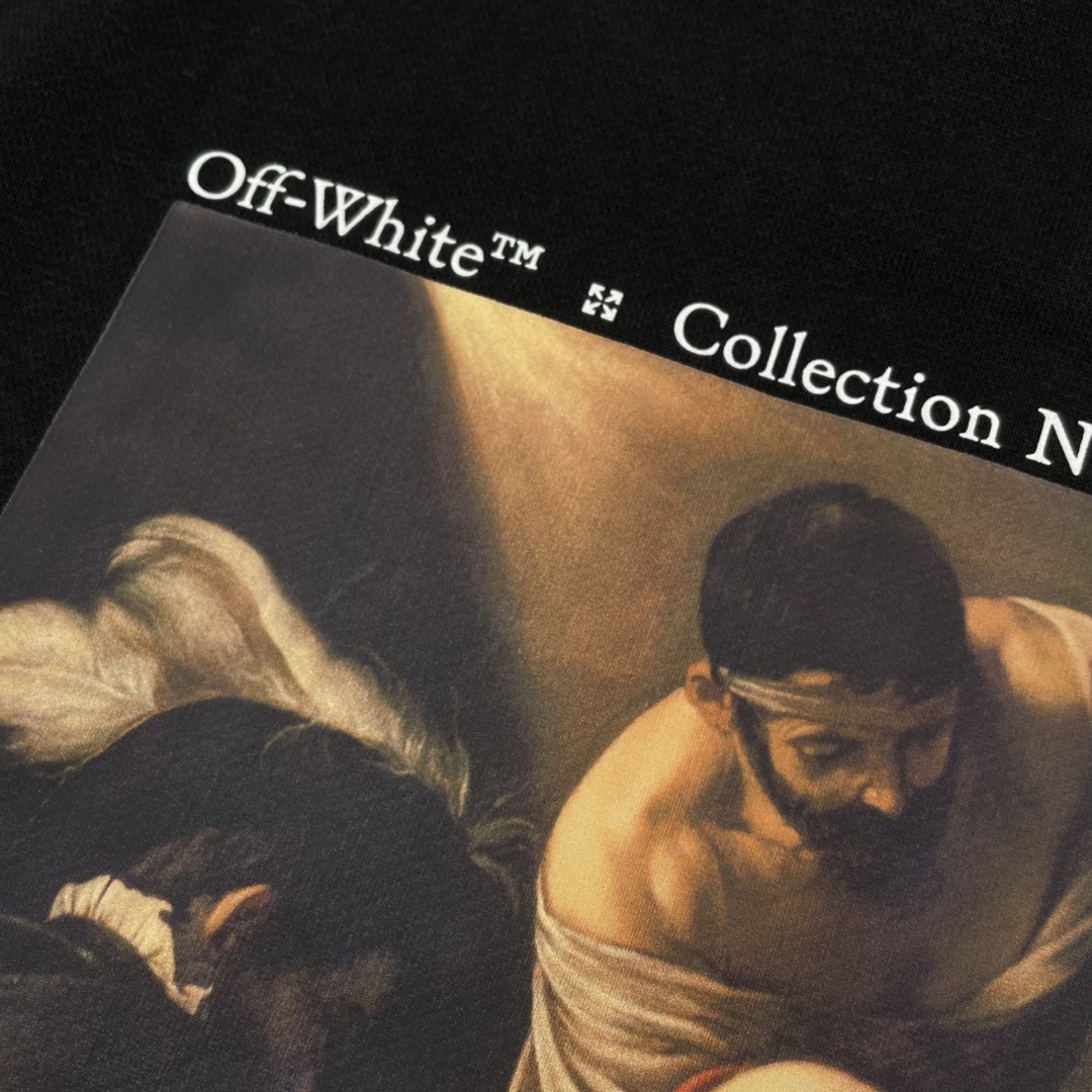   OFF-White OW  SS22  油画 印花  运动 长袖 连帽 外套夹克 秋冬季 拉链 卫衣 黑色 OMBB037S22FLE0071001