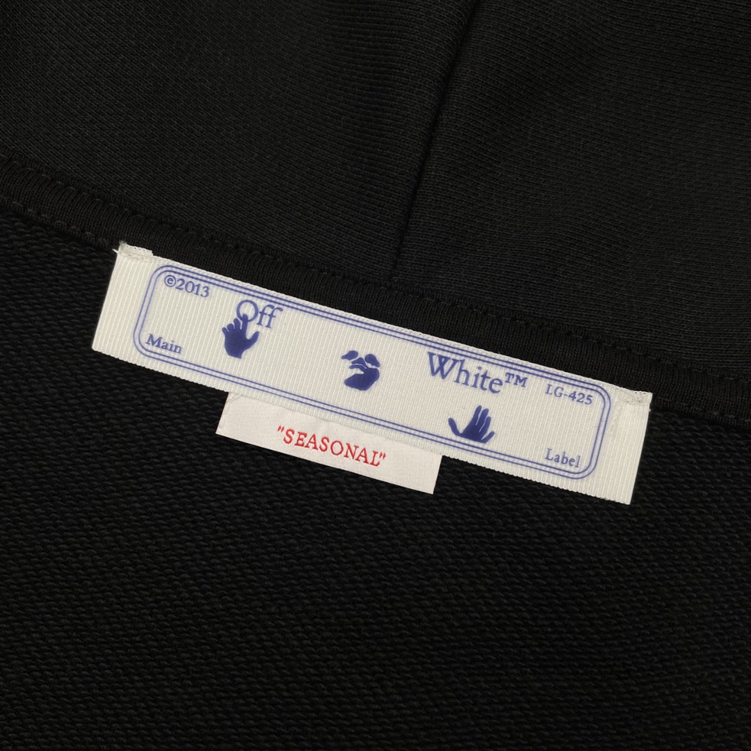   OFF-White OW  SS22  油画 印花  运动 长袖 连帽 外套夹克 秋冬季 拉链 卫衣 黑色 OMBB037S22FLE0071001