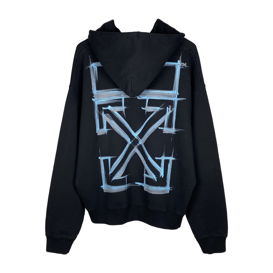   OFF-White OW FW21 微标 印花  运动 长袖 连帽 外套夹克 秋冬季 拉链 卫衣 黑色 OMBB085F21FLE0181084B