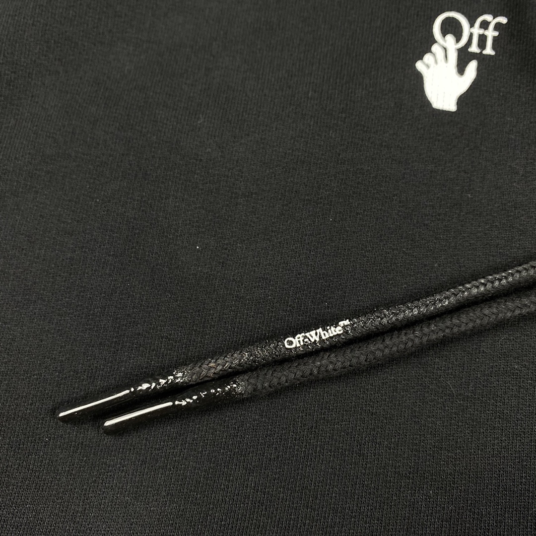   OFF-White OW FW21 微标 印花  运动 长袖 连帽 外套夹克 秋冬季 拉链 卫衣 黑色 OMBB037F21FLE0151032