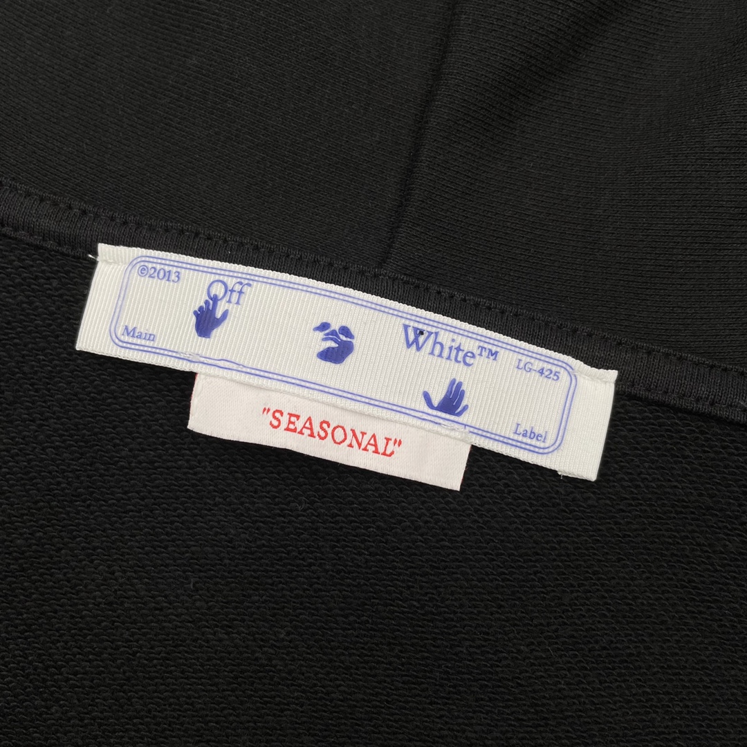  OFF-White OW  微标 印花  运动 长袖 连帽 外套夹克 秋冬季 拉链 卫衣 黑色  白色