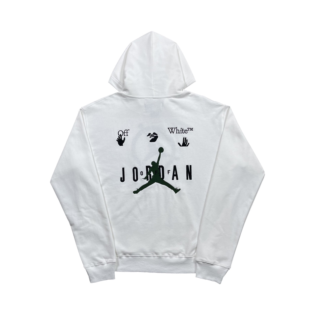  Jordan OFF-White OW FW21 联名  印花  运动 长袖 连帽 外套夹克 秋冬季 拉链 卫衣 白色 DM0060-054